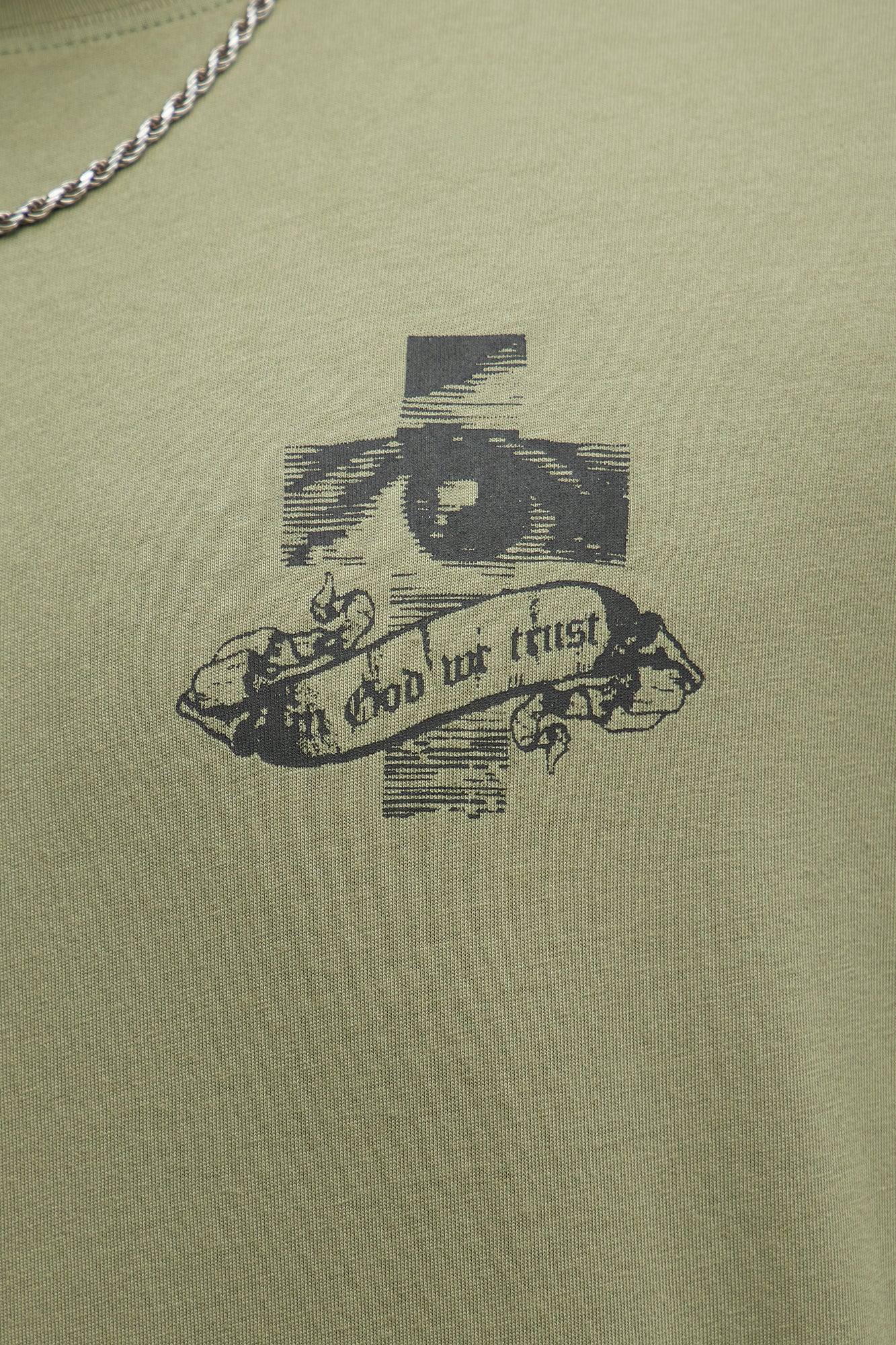 Faith Over Fear Oversized Short Sleeve Tee - Olive - Image 6