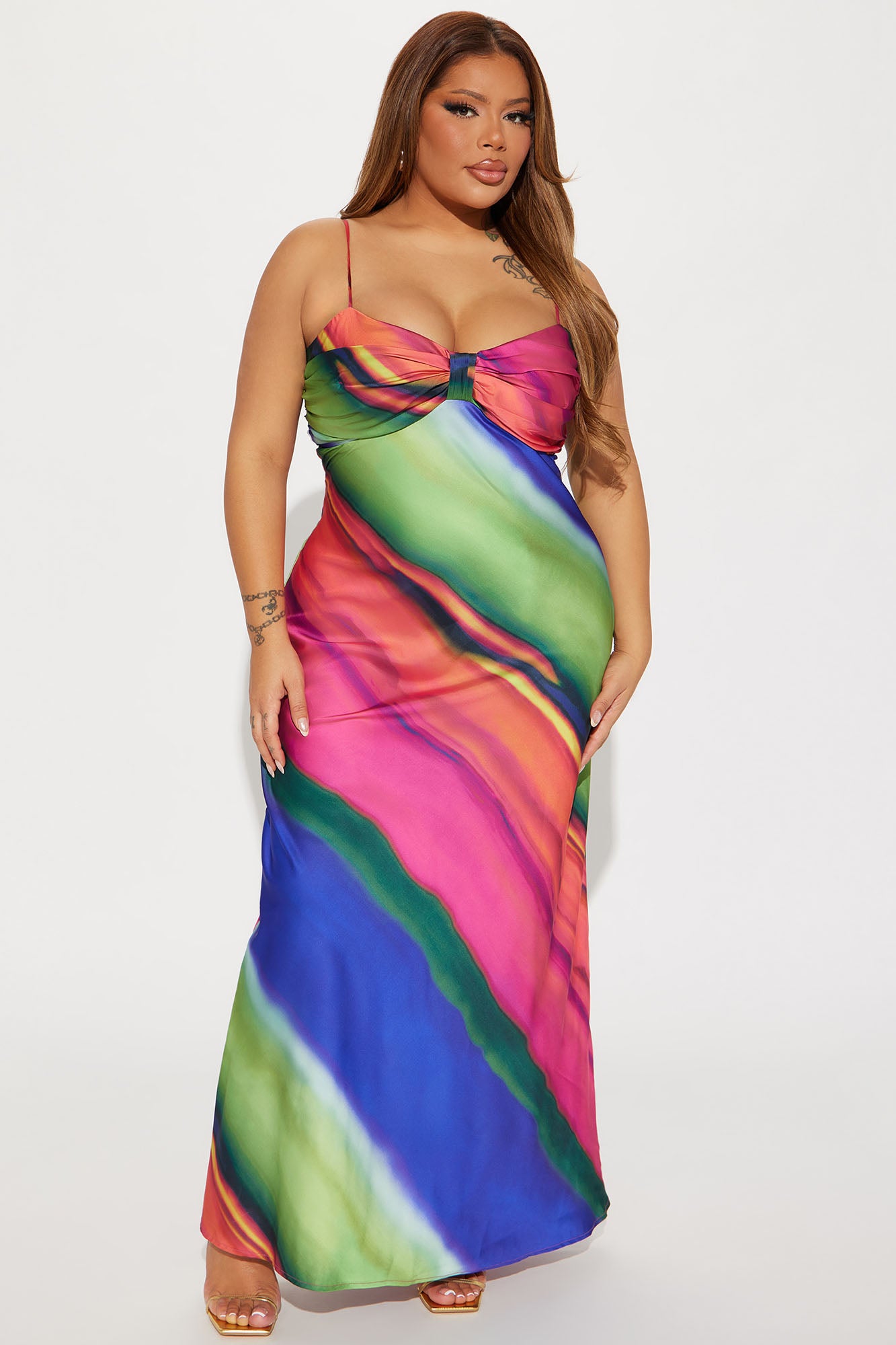 Wishing For Me Satin Maxi Dress - Multi Color - Image 4