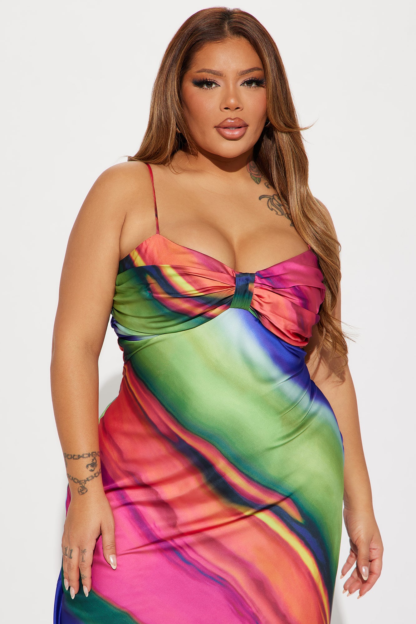 Wishing For Me Satin Maxi Dress - Multi Color - Image 5