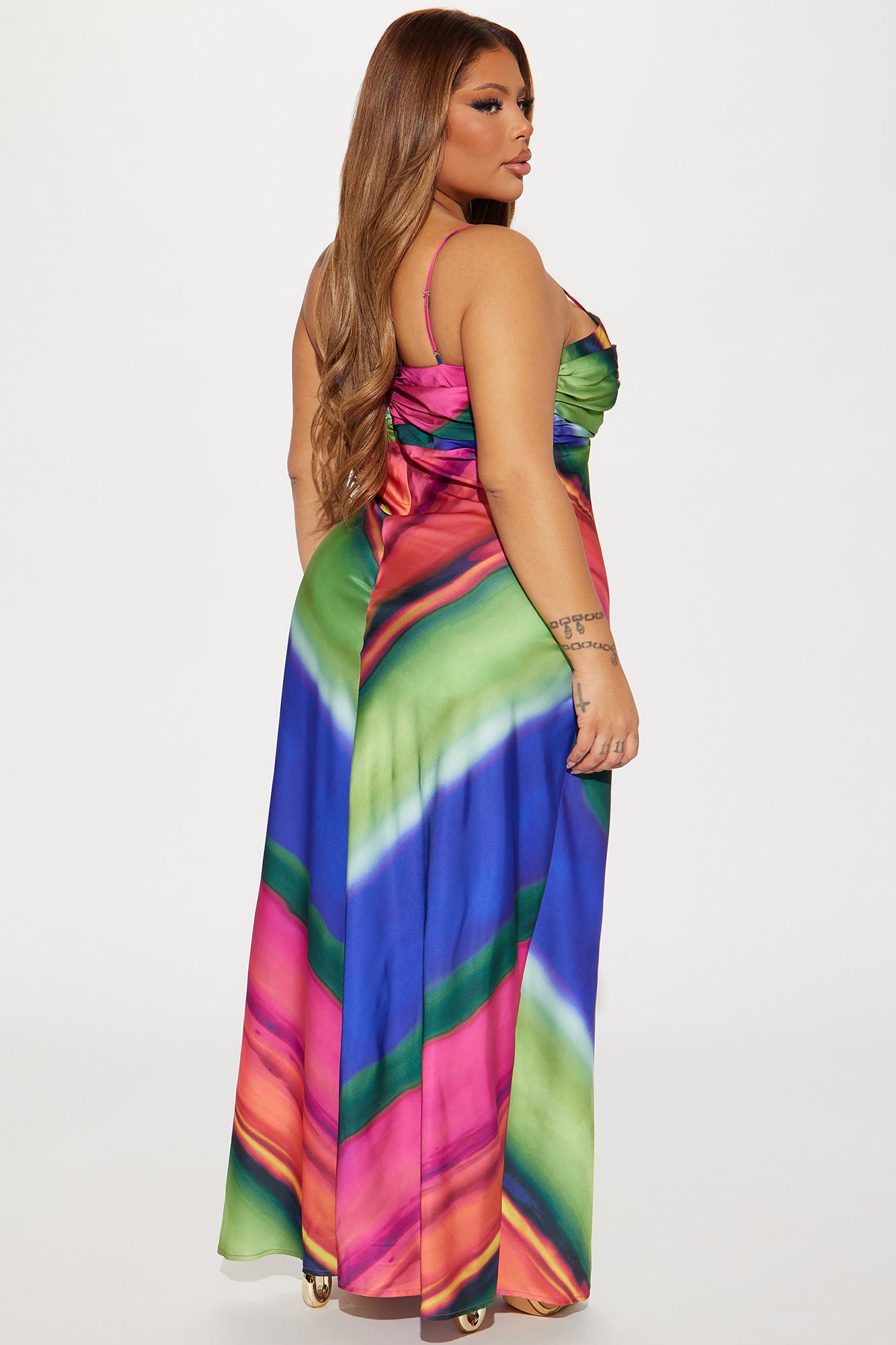 Wishing For Me Satin Maxi Dress - Multi Color - Image 6