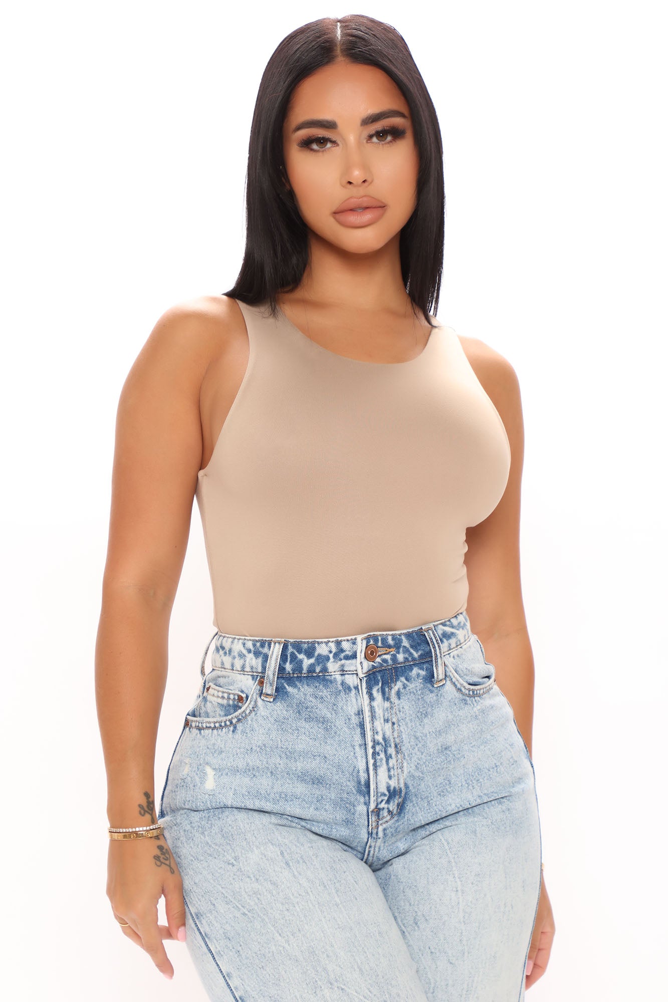 Aimee Double Lined Bodysuit - Taupe - Image 3