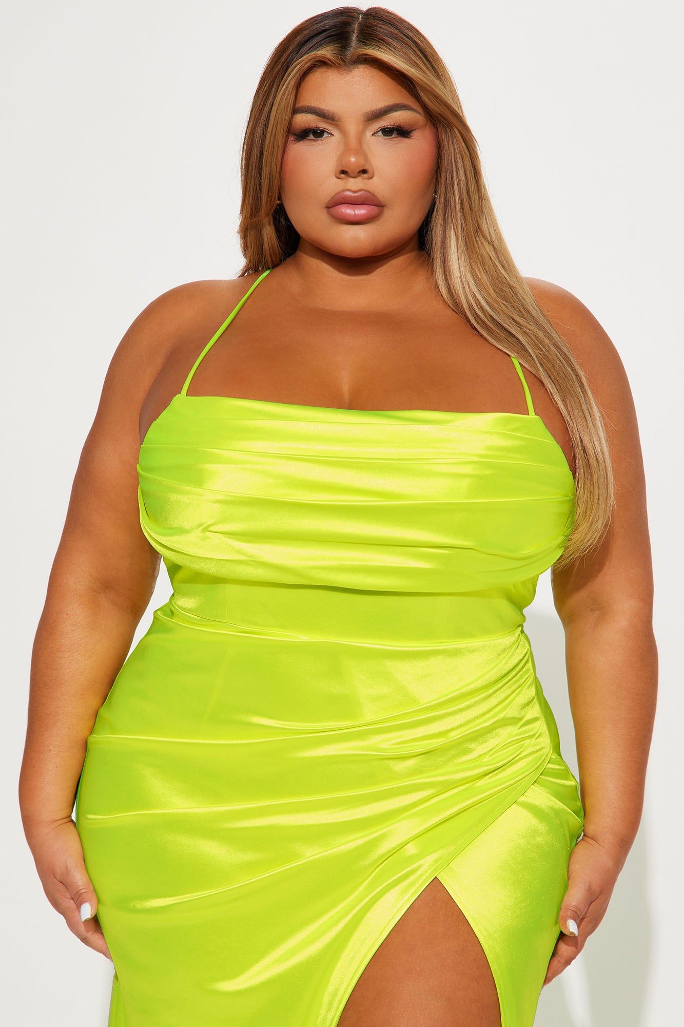 Tonight I'm Yours Satin Maxi Dress - Neon Yellow - Image 5