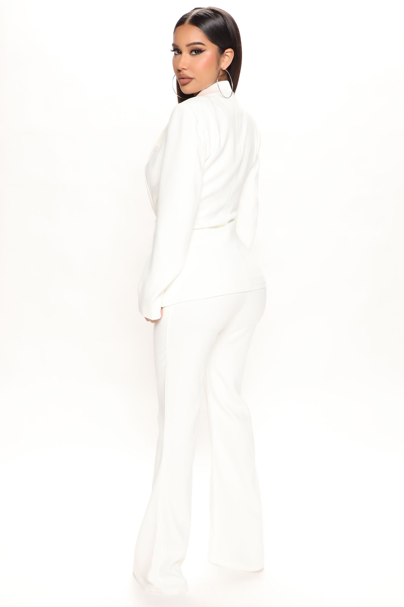 Always Sophisticated Tuxedo Blazer Pant Set - White - Image 3