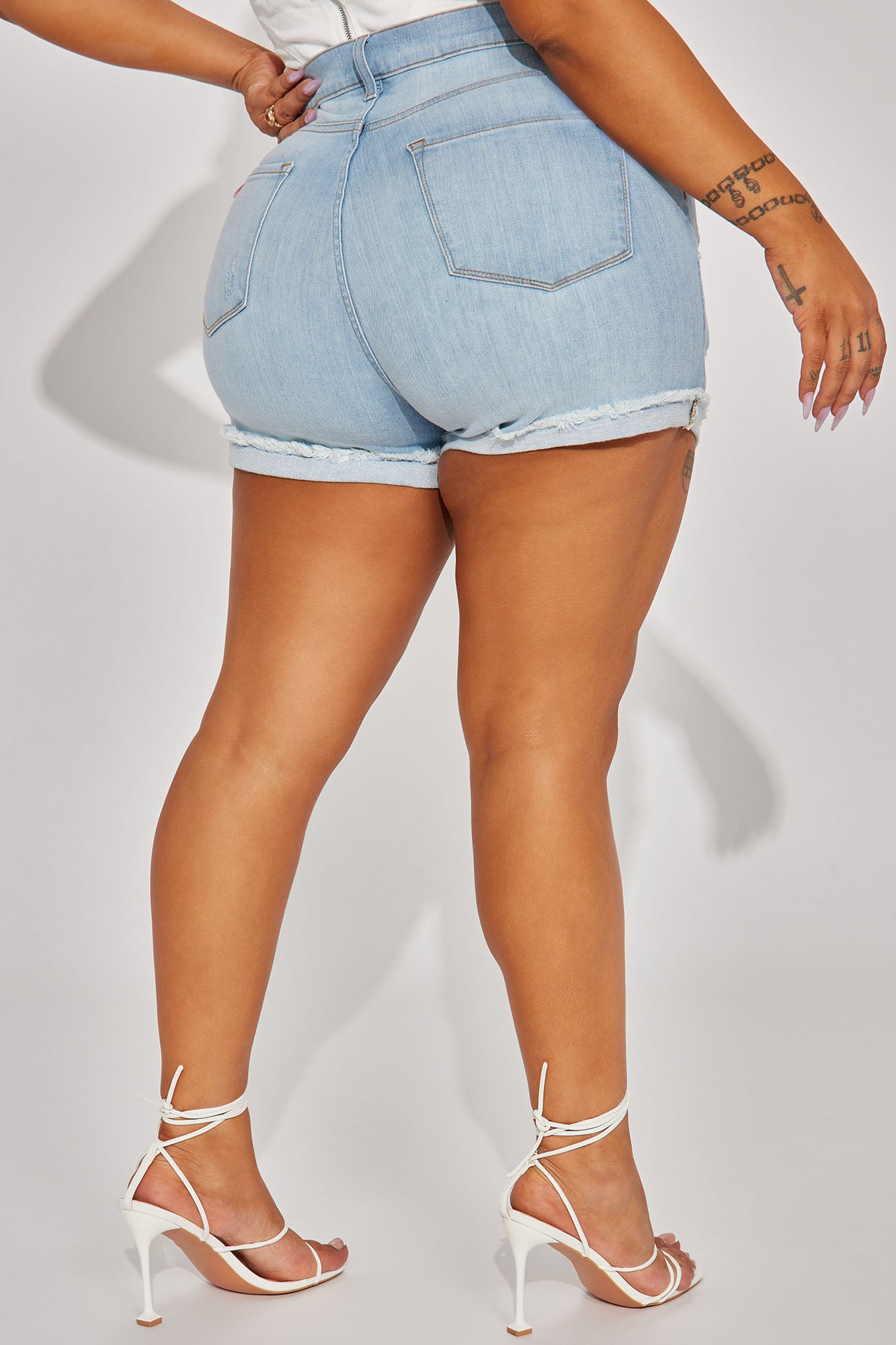 Keep It Tight Lux Stretch Denim Shorts - Light Wash - Image 6