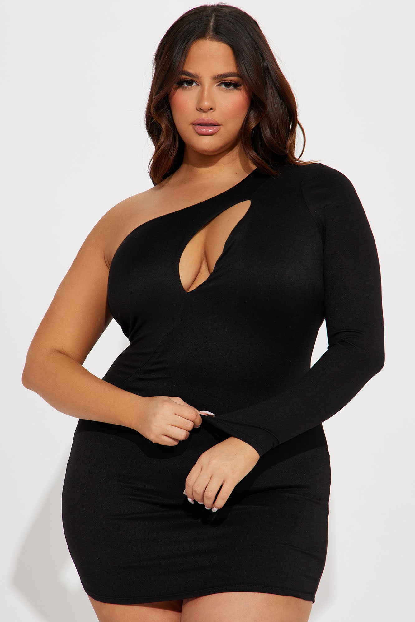 Vibes On Vibes One Shoulder Dress - Black - Image 4