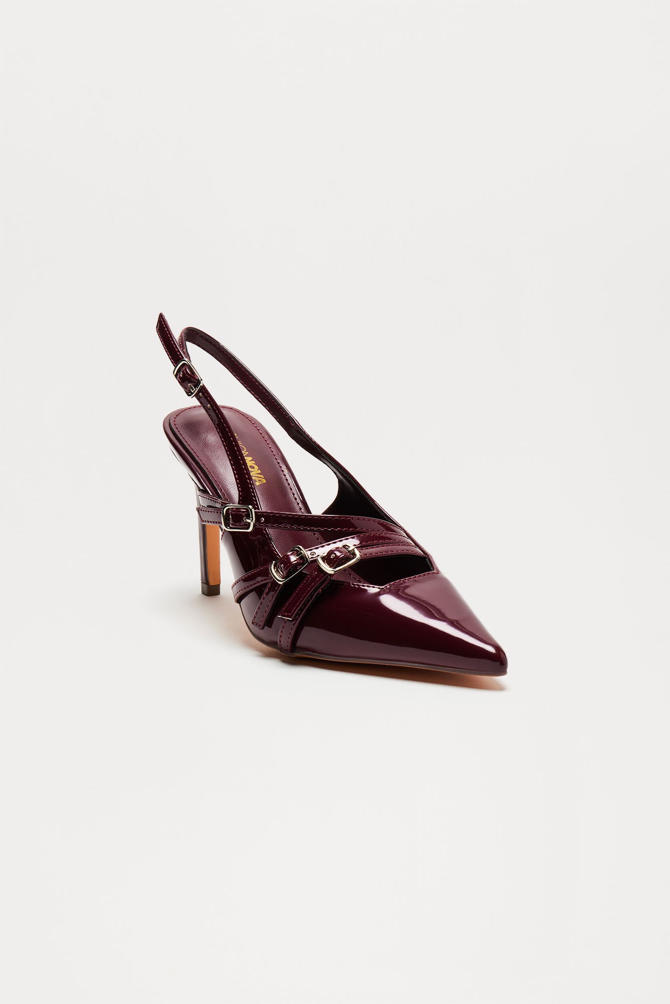 Blake Tiny Buckle Slingback Pumps - Burgundy - Image 3