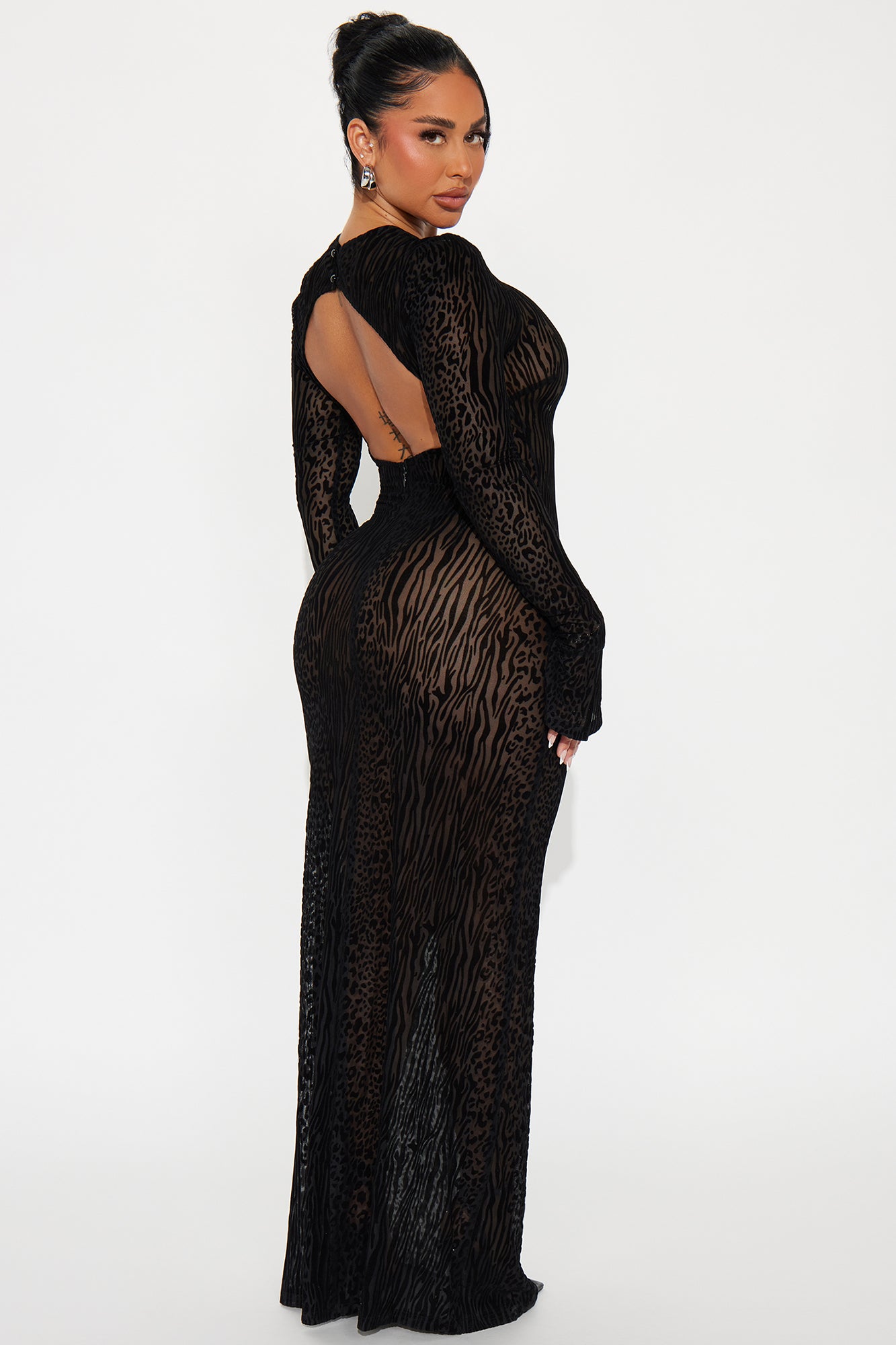 Lorenne Mesh Maxi Dress - Black - Image 5