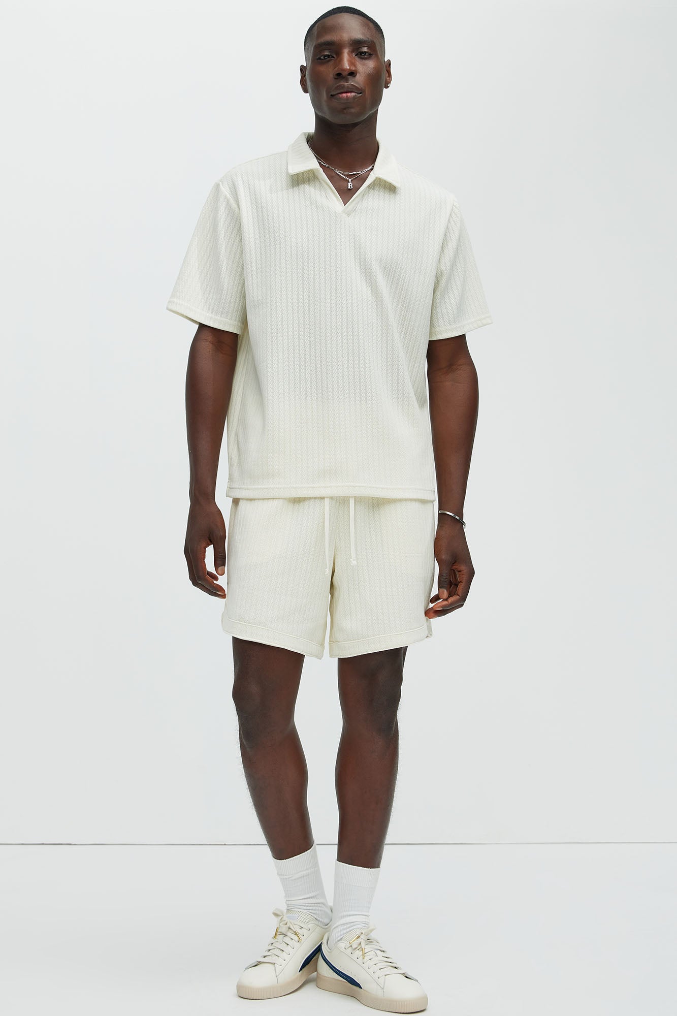 Easton Textured Polo Shirt - Off White - Image 3