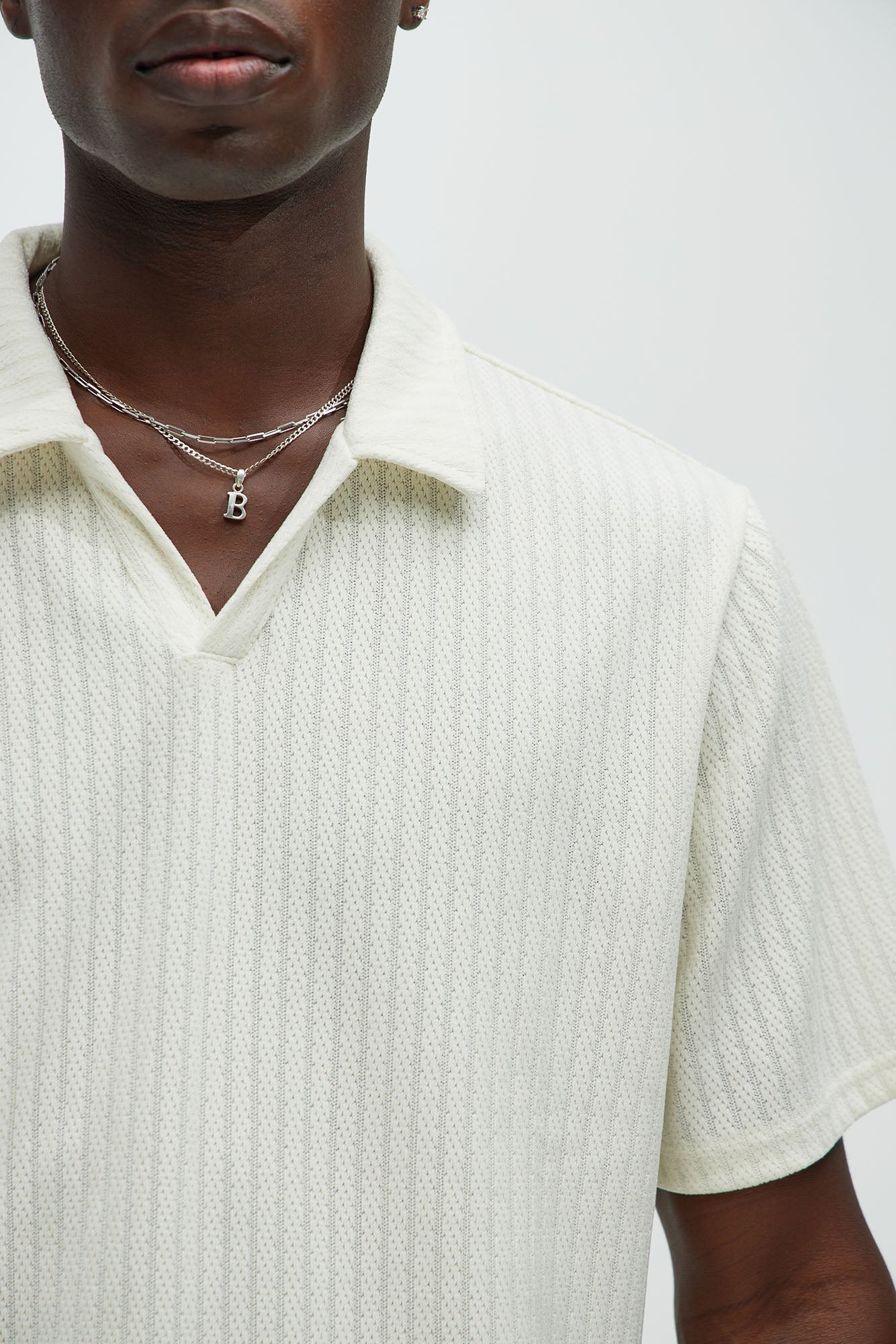Easton Textured Polo Shirt - Off White - Image 4