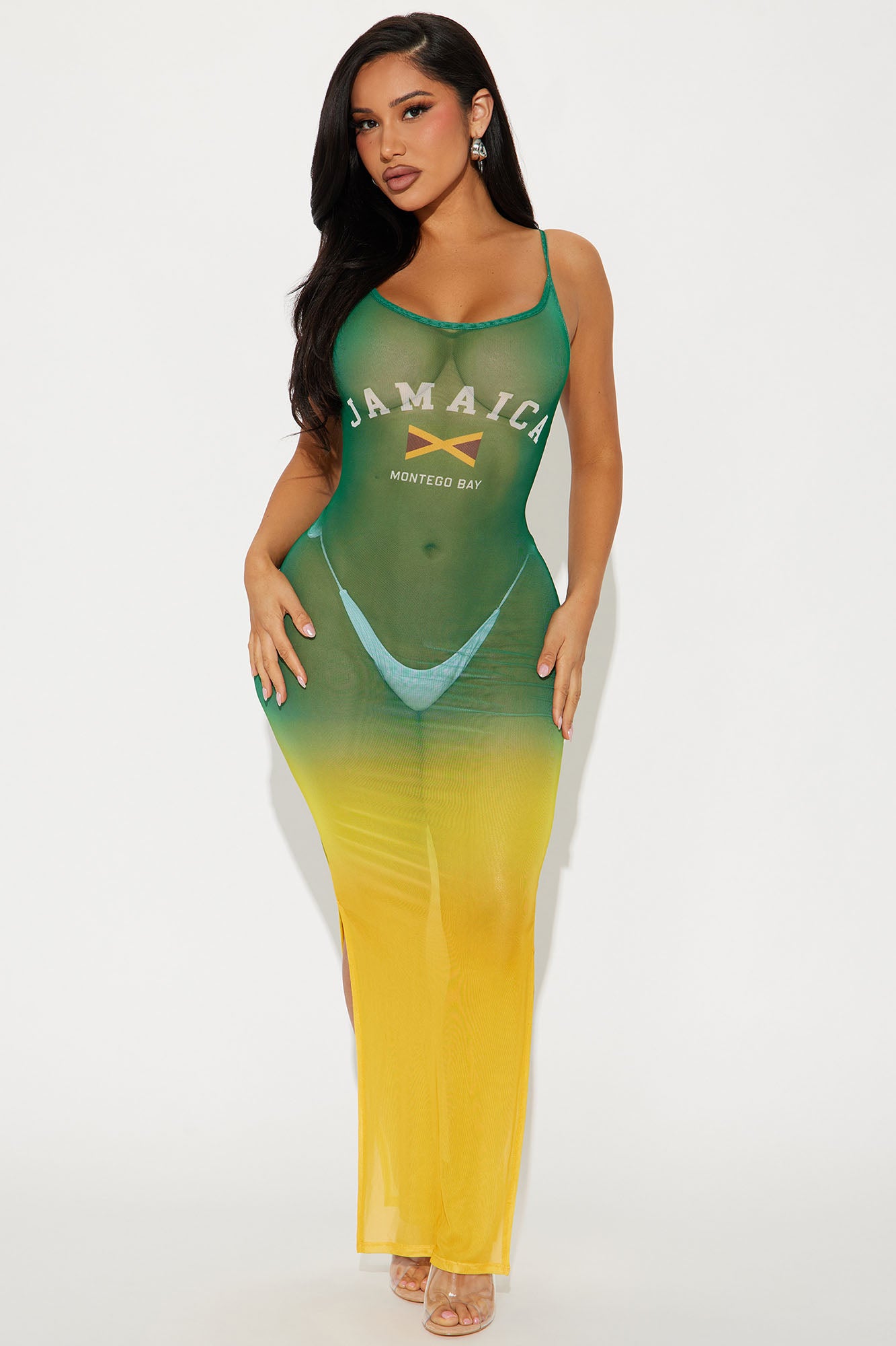 Jamaica Athletics Cover Up Maxi Dress - Green/combo - Image 5