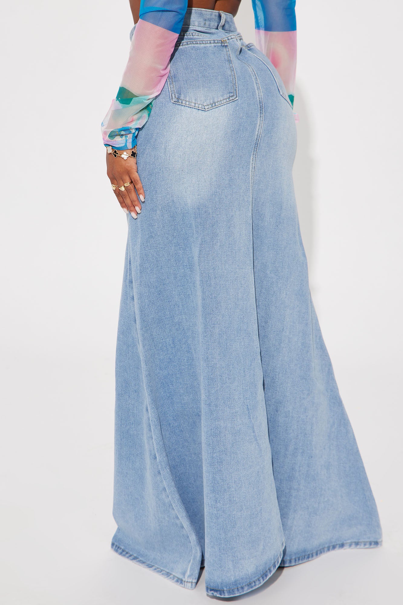 Walk All Over You Denim Maxi Skirt - Medium Wash - Image 3