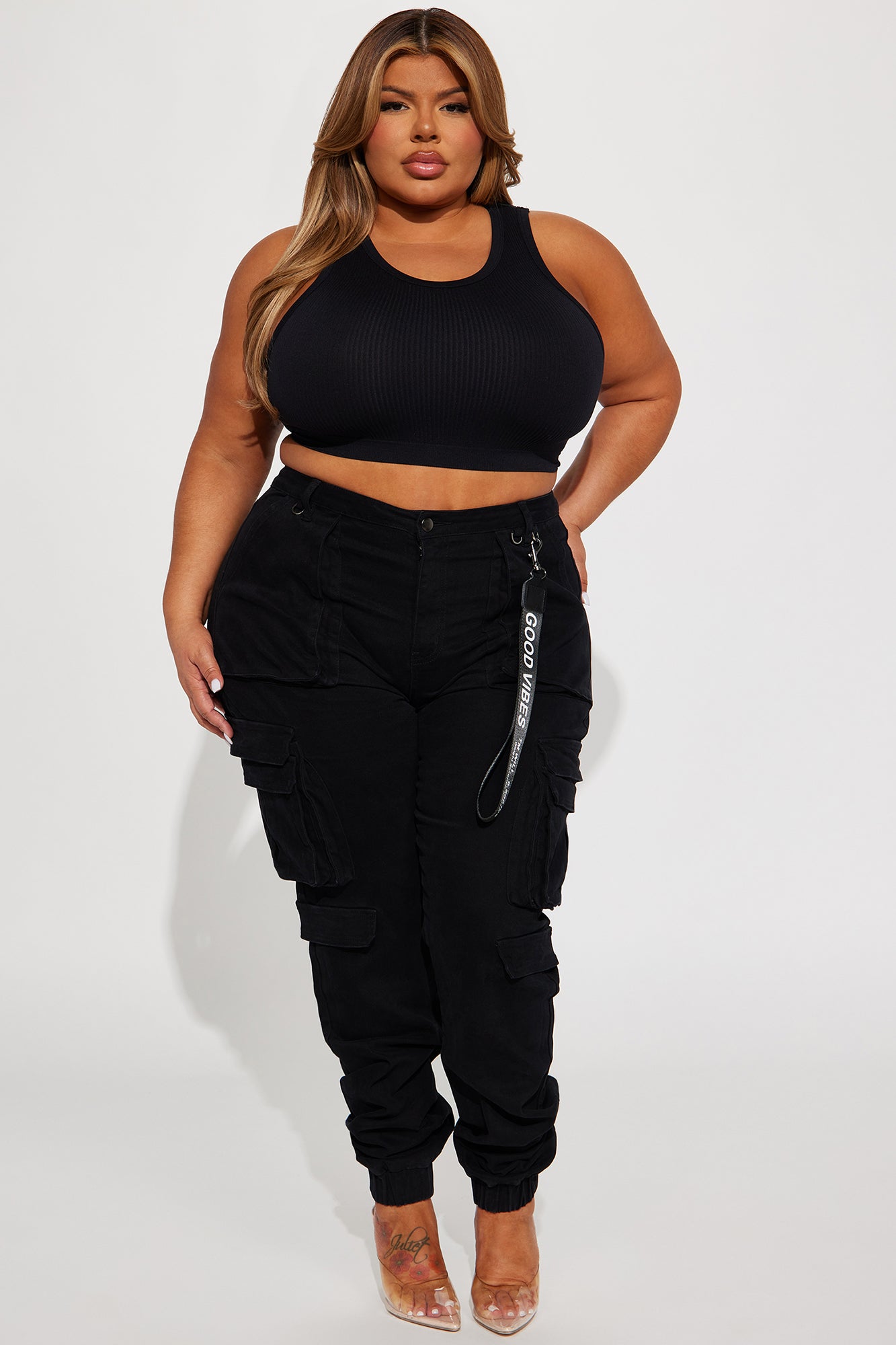 Tall Good Vibes Cargo Jogger - Black - Image 4