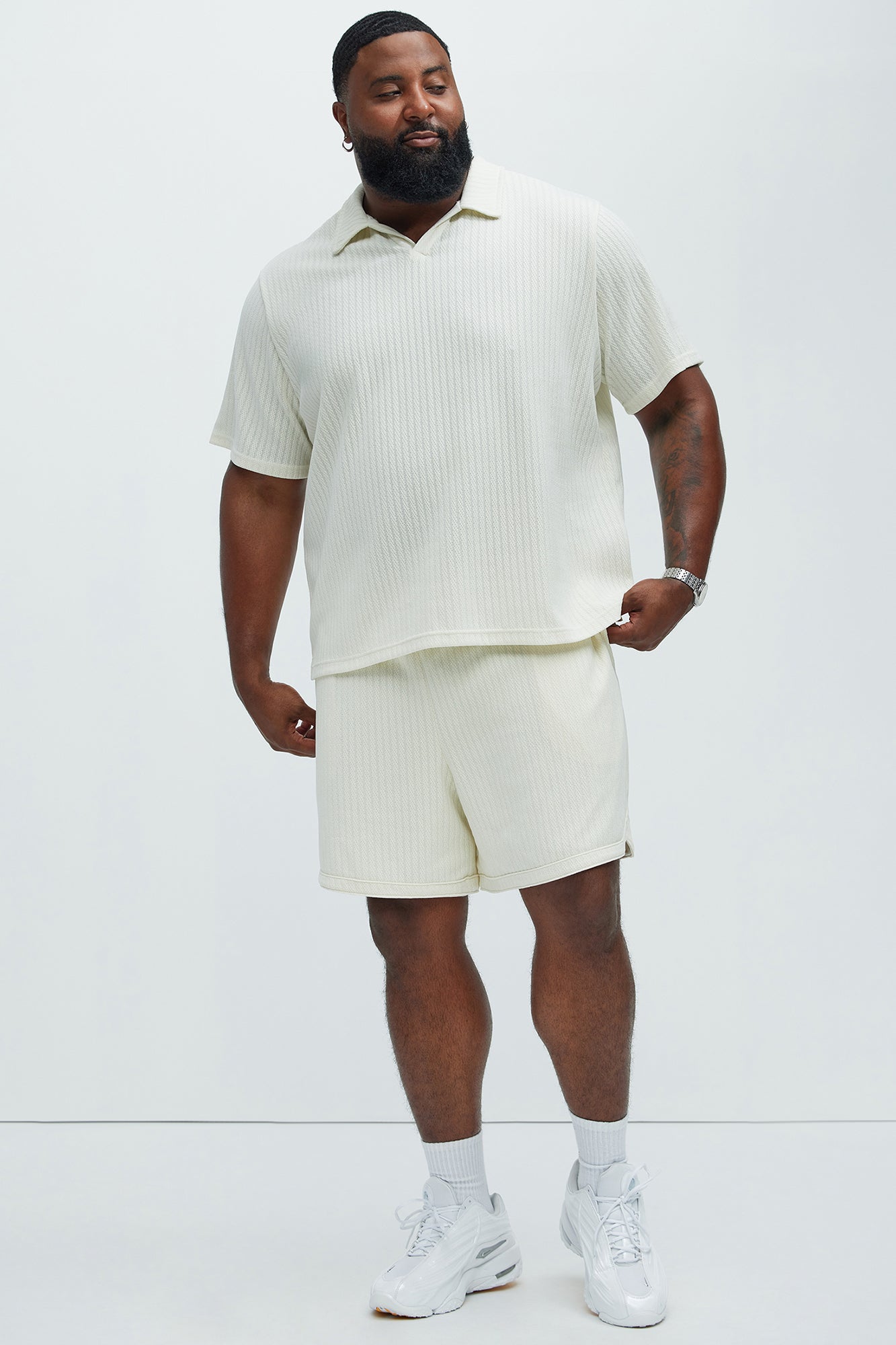 Easton Textured Polo Shirt - Off White - Image 7