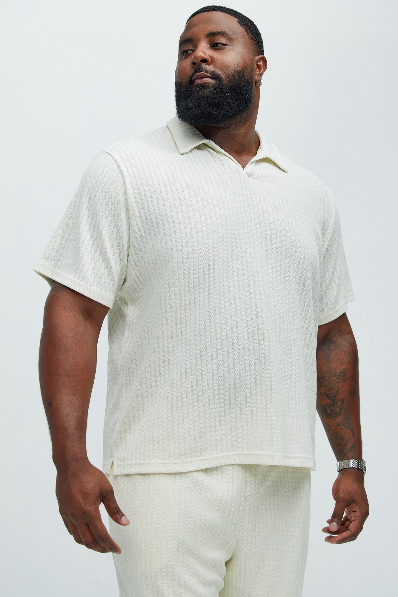 Easton Textured Polo Shirt - Off White - Image 6