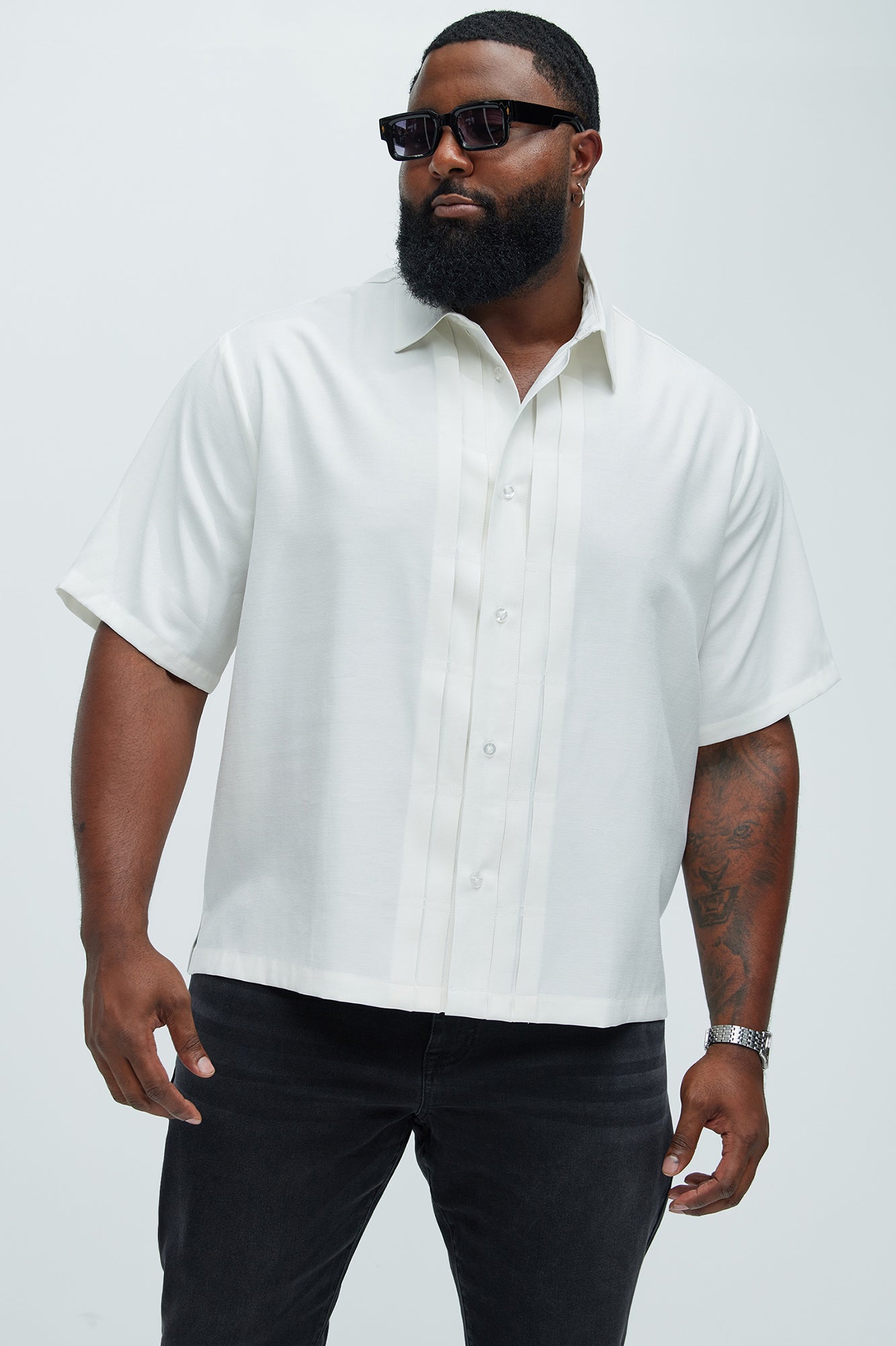 Blexy Pleated Shirt - White - Image 4