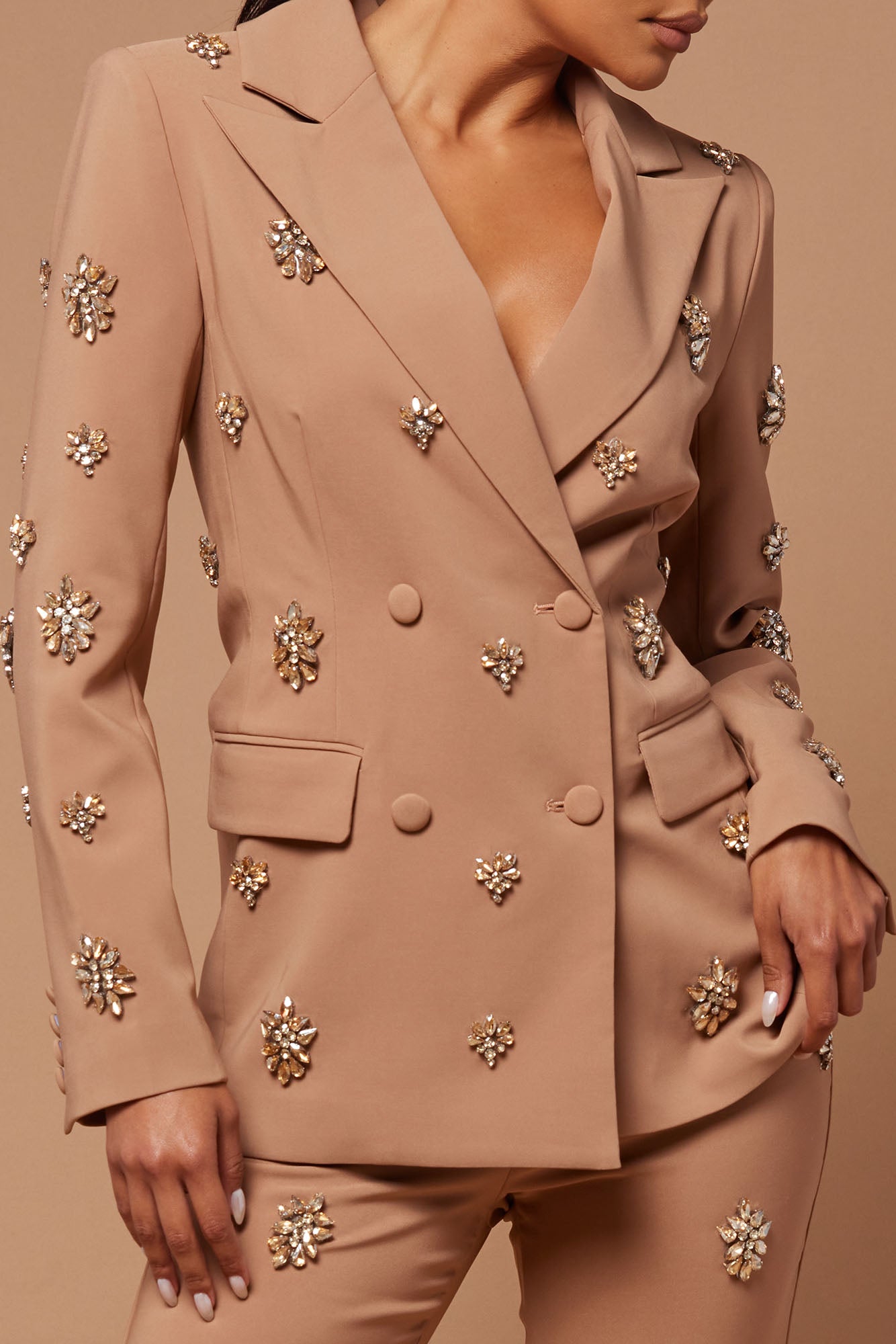 Verona Embellished Jacket - Mocha - Image 3