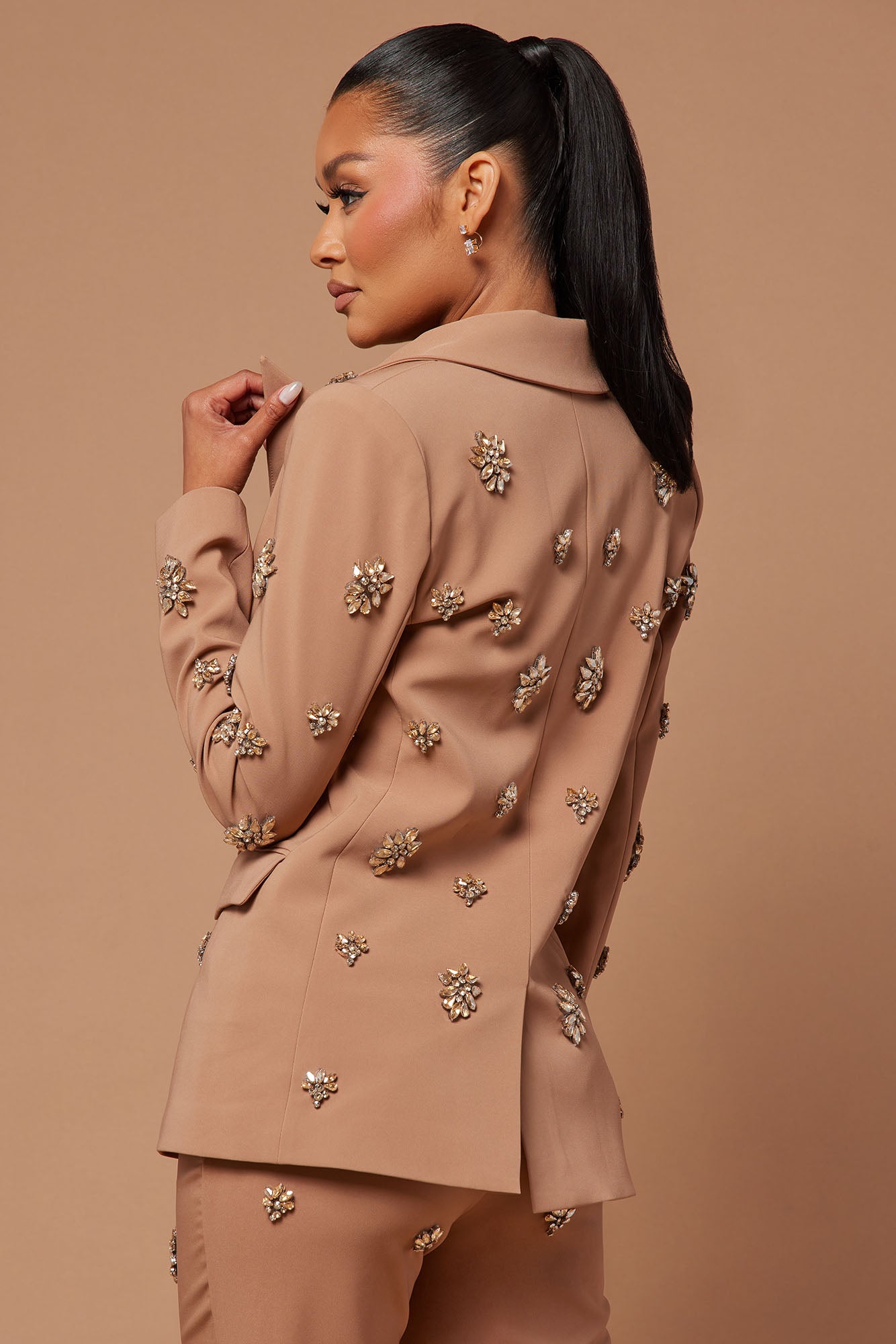 Verona Embellished Jacket - Mocha - Image 4