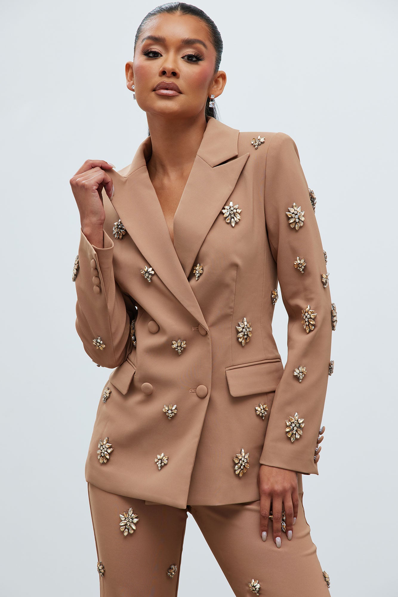 Verona Embellished Jacket - Mocha - Image 5