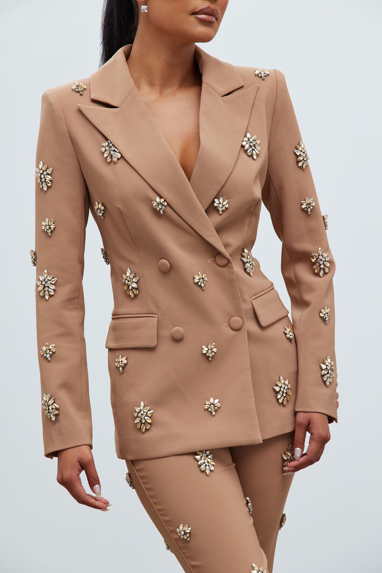 Verona Embellished Jacket - Mocha - Image 7