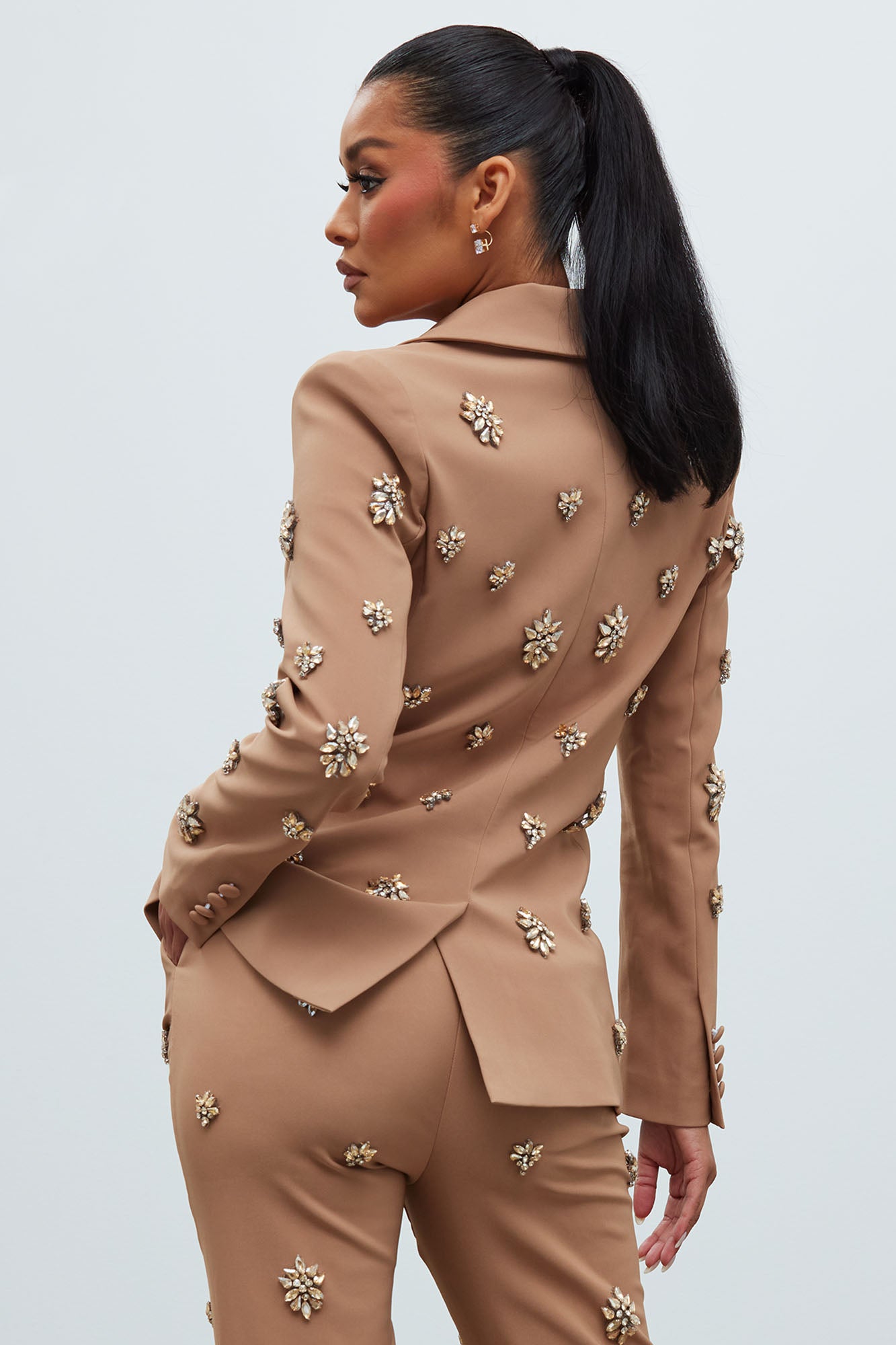 Verona Embellished Jacket - Mocha - Image 8