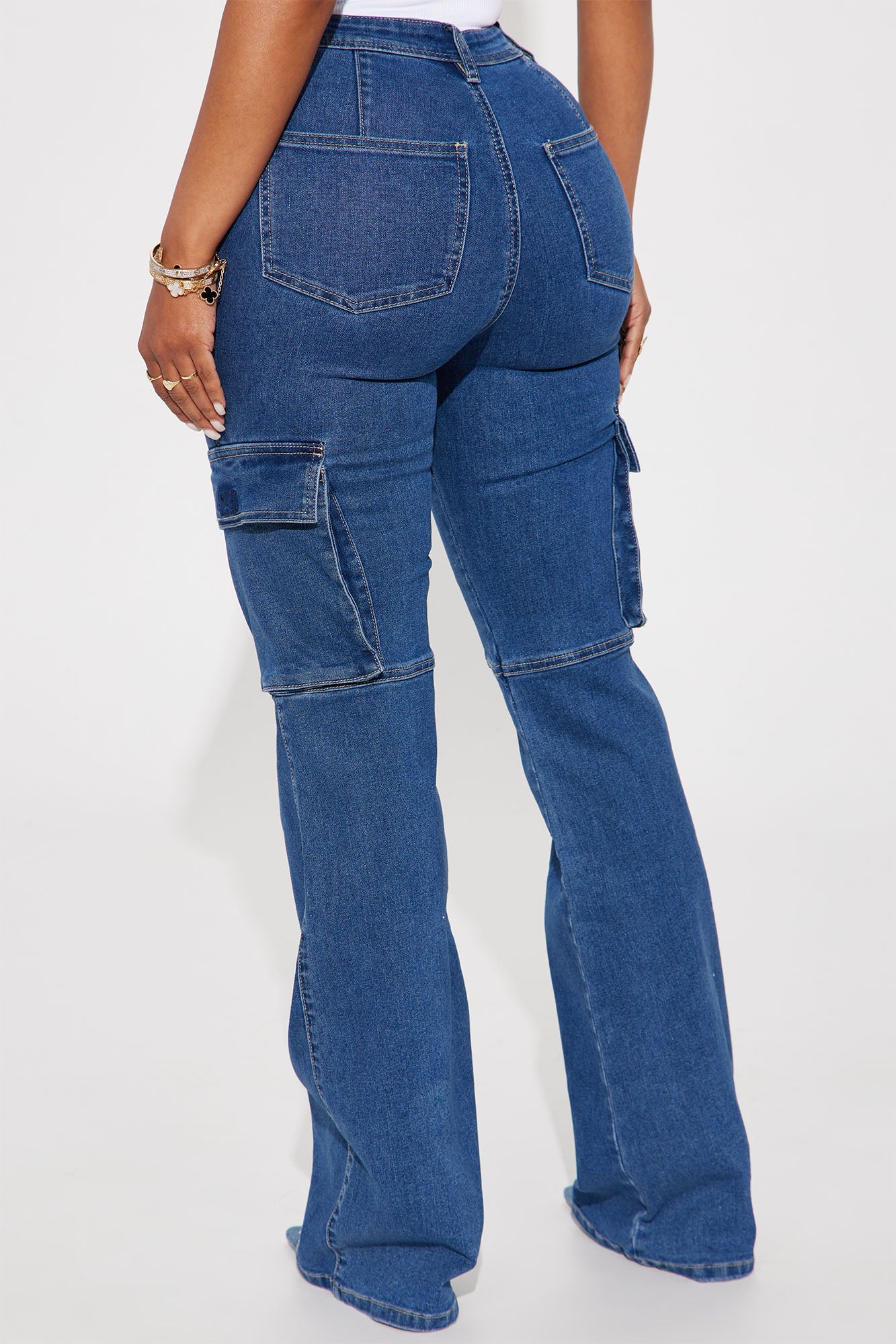 Got My Way Stretch Cargo Bootcut Jean - Dark Wash - Image 3
