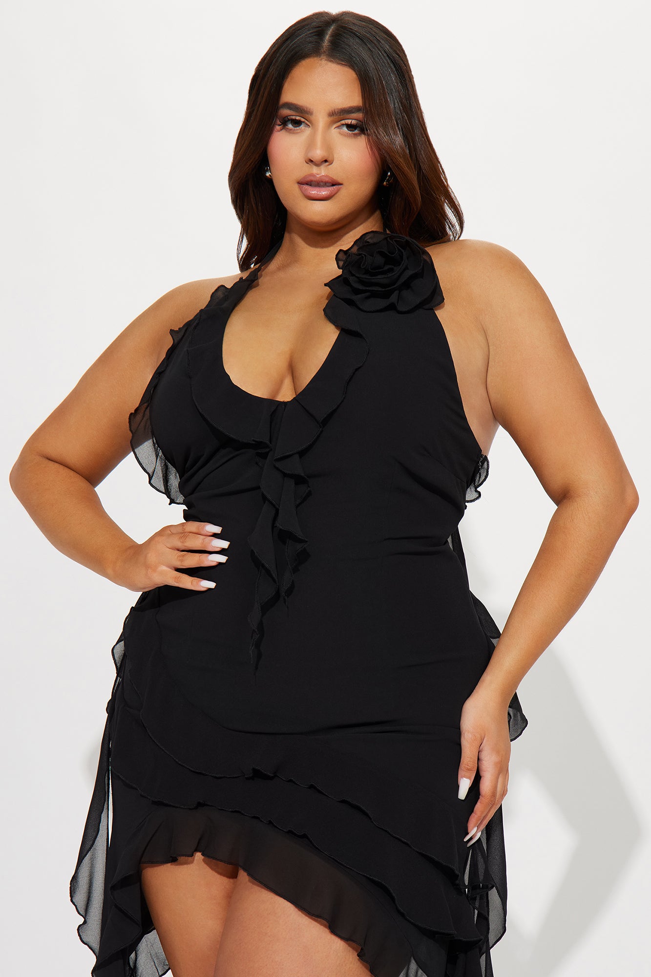 Ruffles and Roses Mini Dress - Black - Image 7
