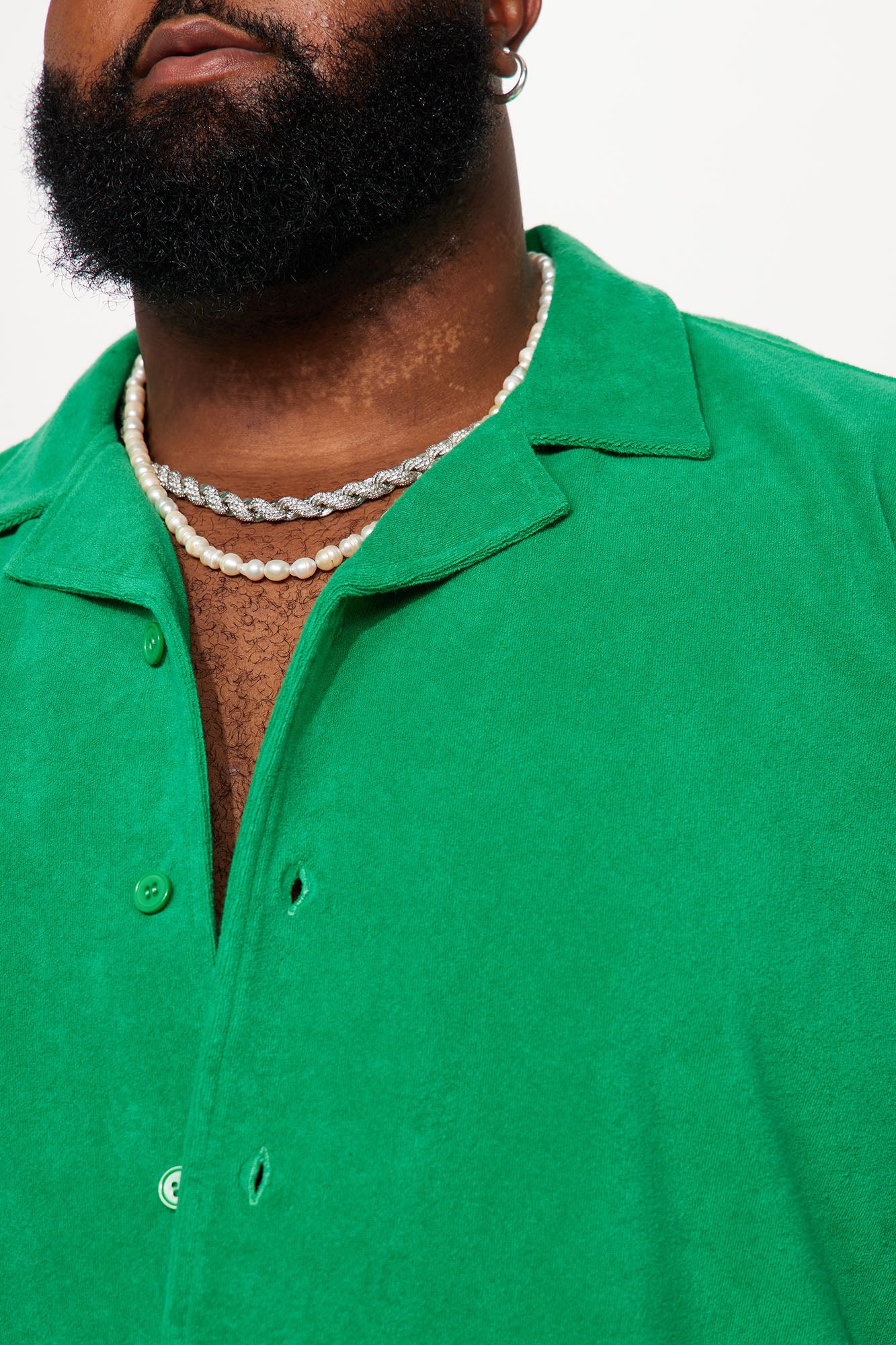 Dipped Terry Short Sleeve Cuban Shirt - Green - Image 6