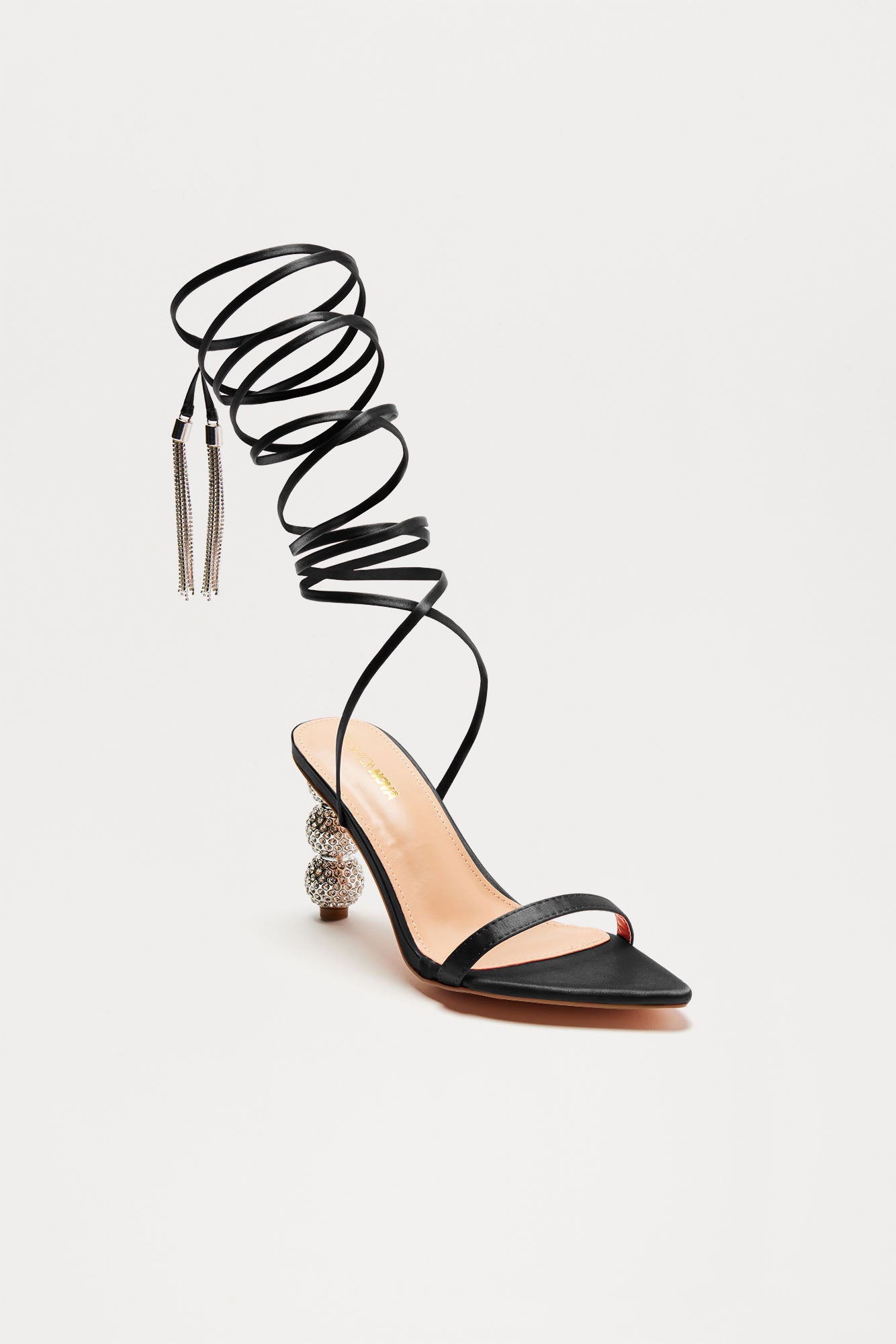 Best There Is Rhinestone Wrap Up Heels - Black - Image 3