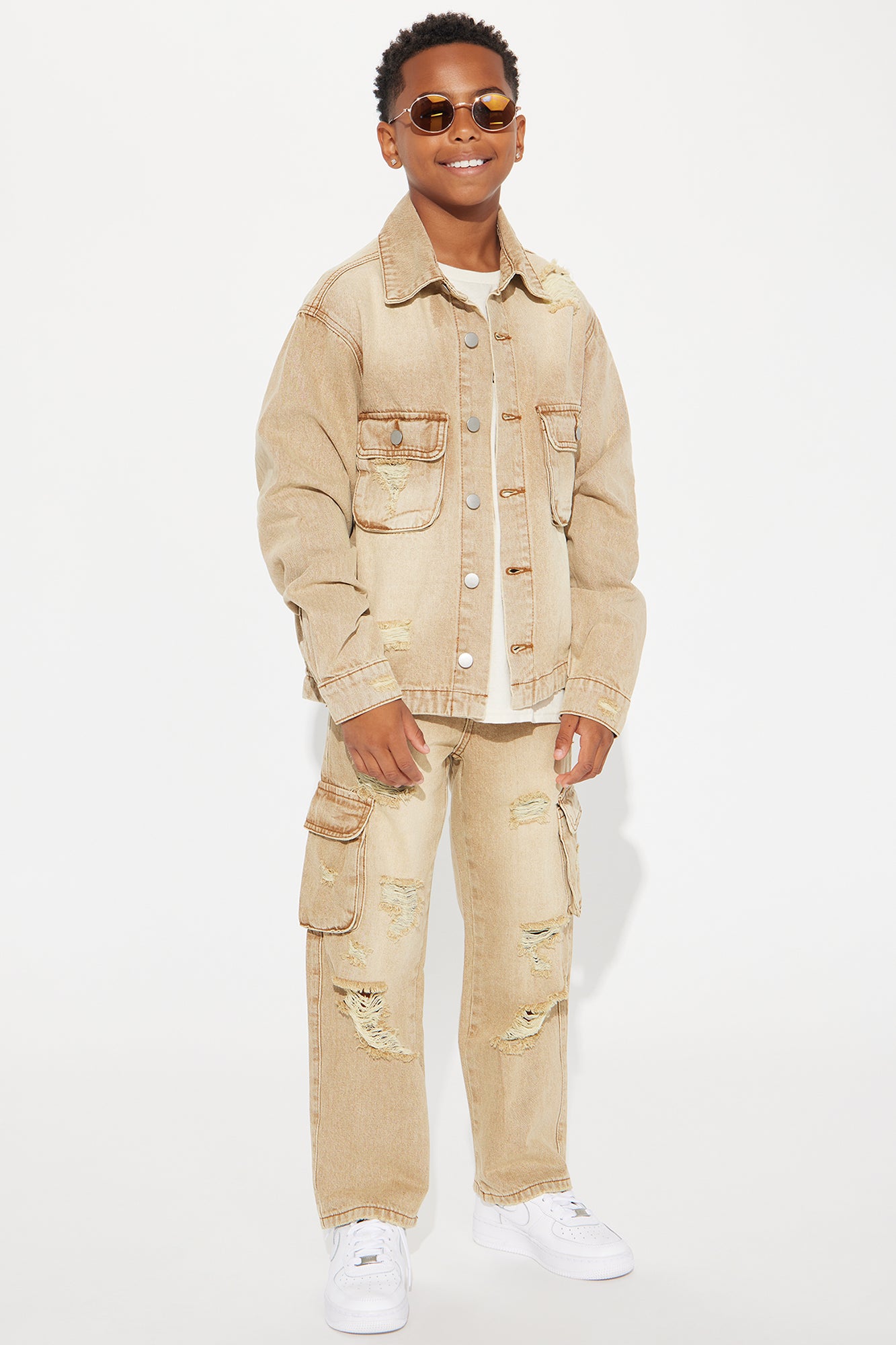 Mini Can't Catch My Drive Trucker Jacket - Tan - Image 3