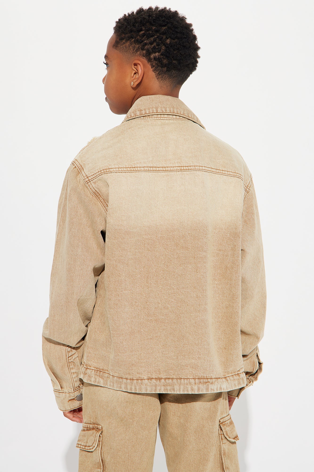 Mini Can't Catch My Drive Trucker Jacket - Tan - Image 4