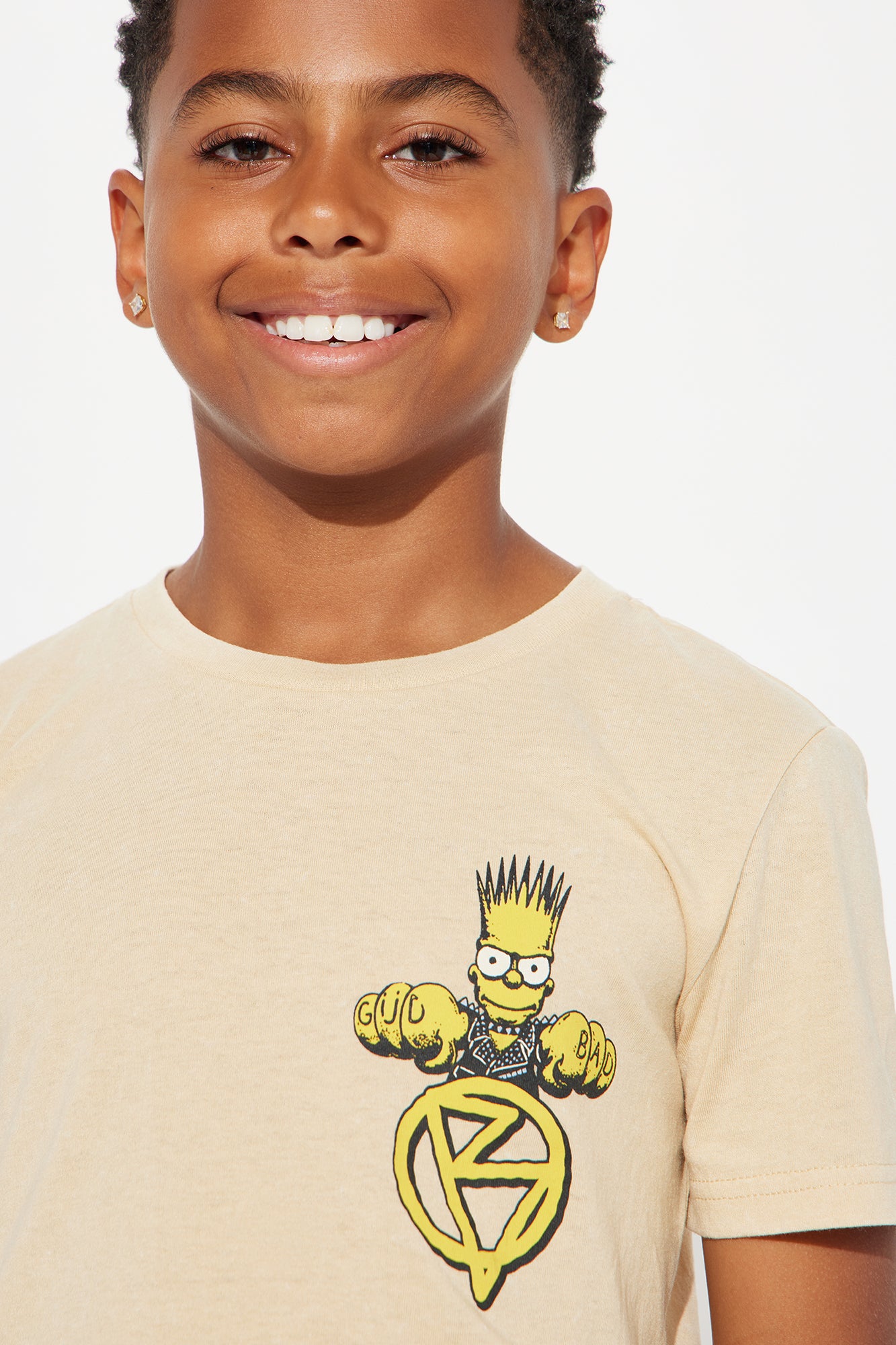 Mini Bart Simpson Punk Front & Back Short Sleeve Tee - Sand - Image 4