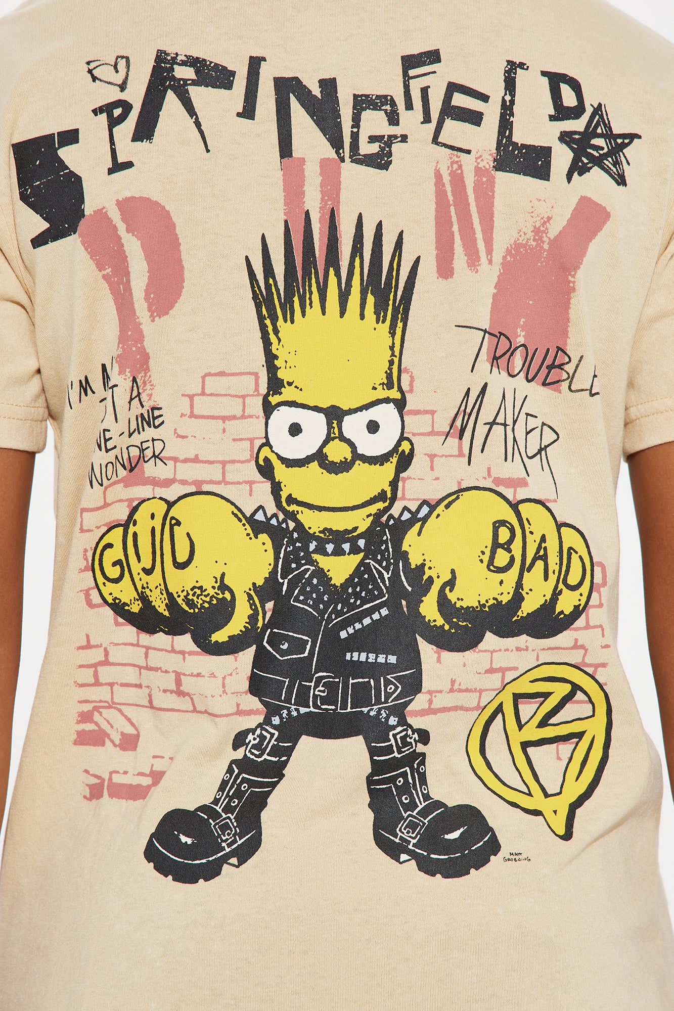 Mini Bart Simpson Punk Front & Back Short Sleeve Tee - Sand - Image 5