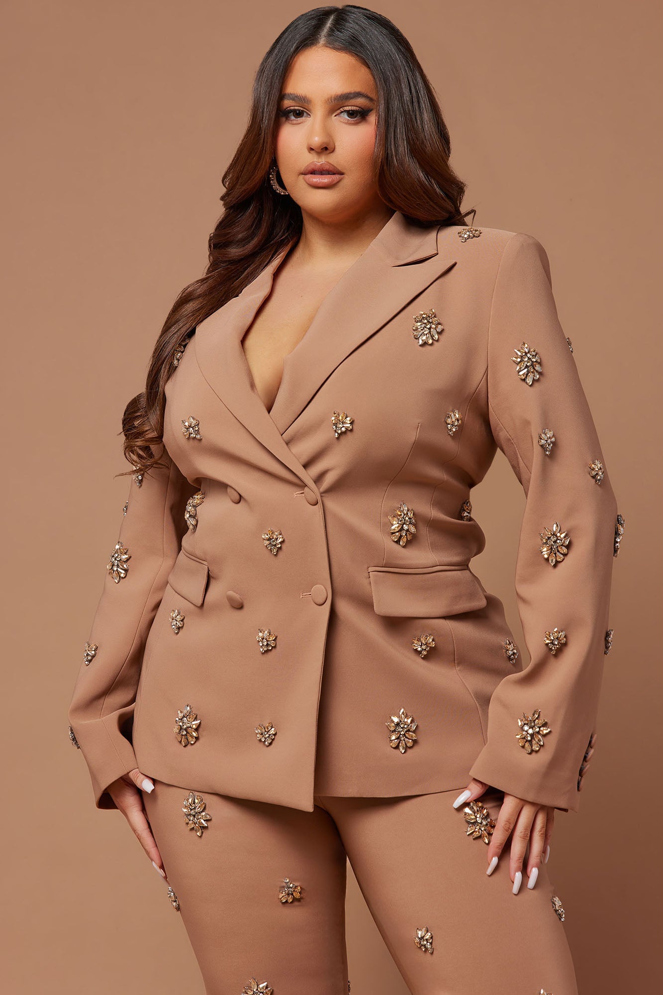 Verona Embellished Jacket - Mocha - Image 9