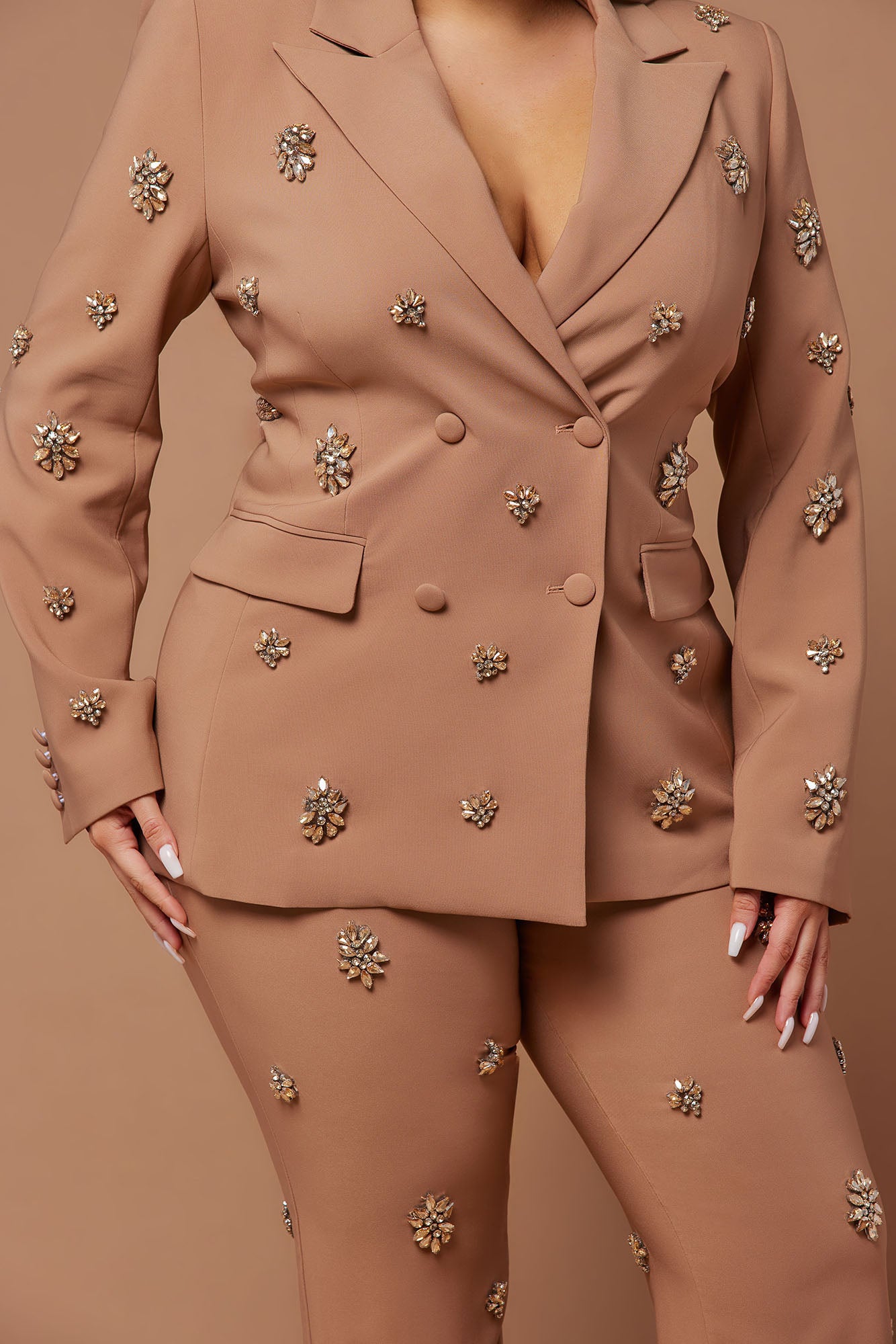 Verona Embellished Jacket - Mocha - Image 11