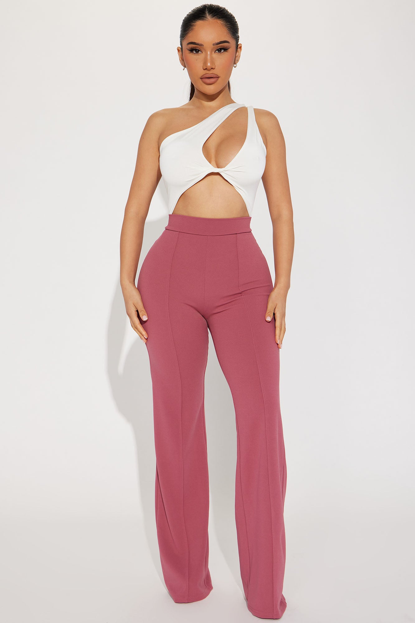 Victoria High Waisted Dress Pants - Mauve - Image 4