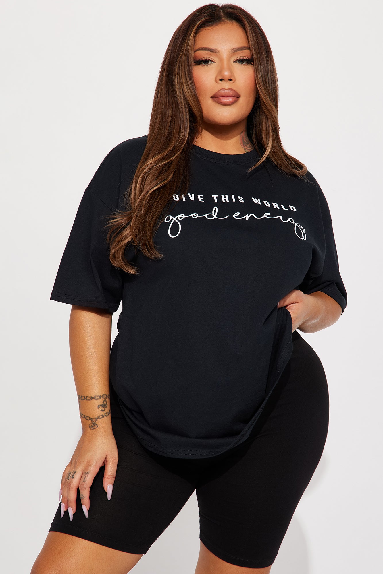 Give This World Good Energy Short Sleeve Tee - Black - Image 6
