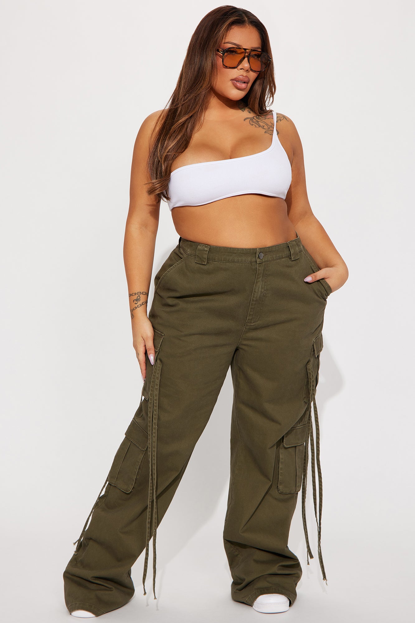 Tall Golden Hour Wide Leg Cargo Pant - Olive - Image 4