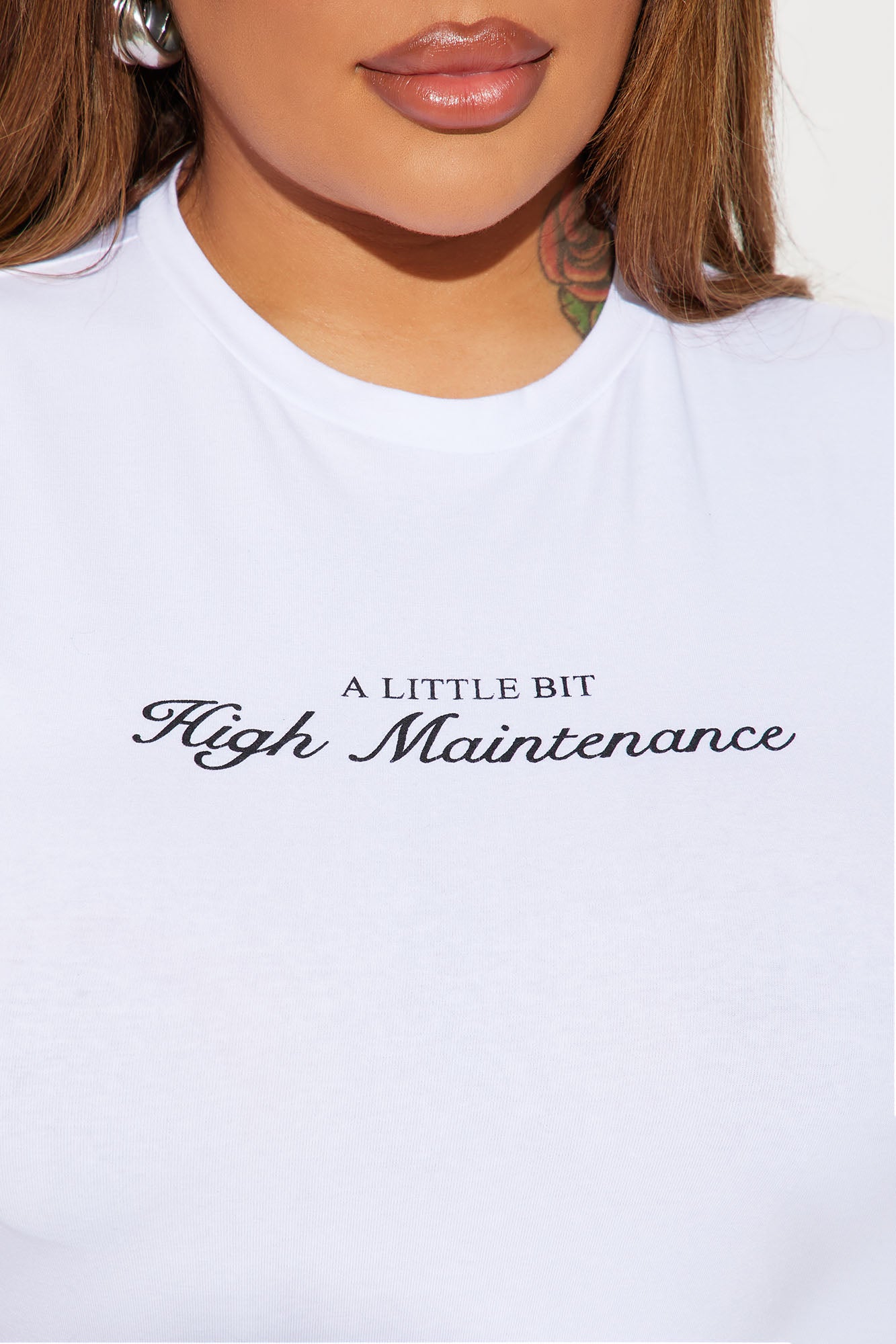 A Little Bit High Maintenance Tee - White/Black - Image 6