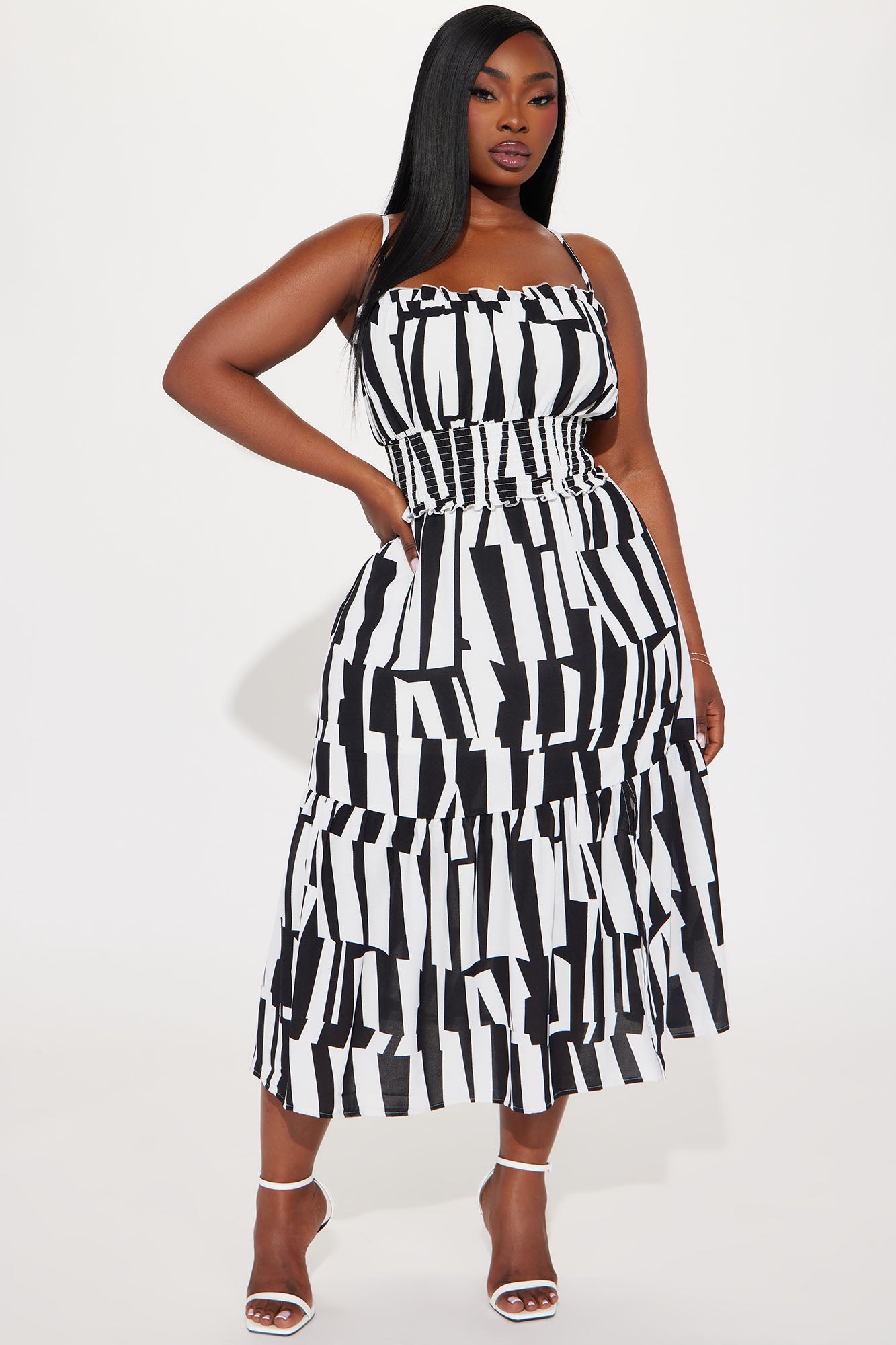 A Different Energy Midi Dress - Black/White - Image 4