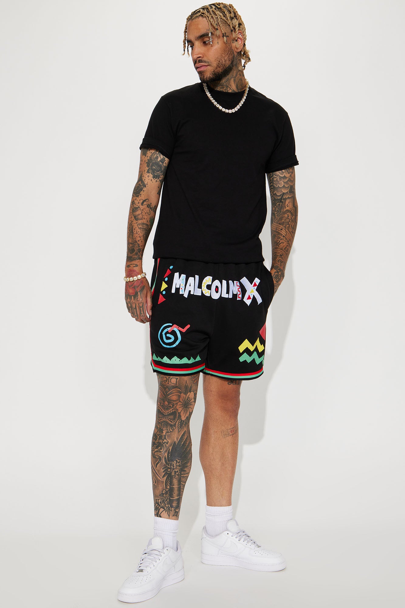 Malcom X Art Shorts - Black - Image 3