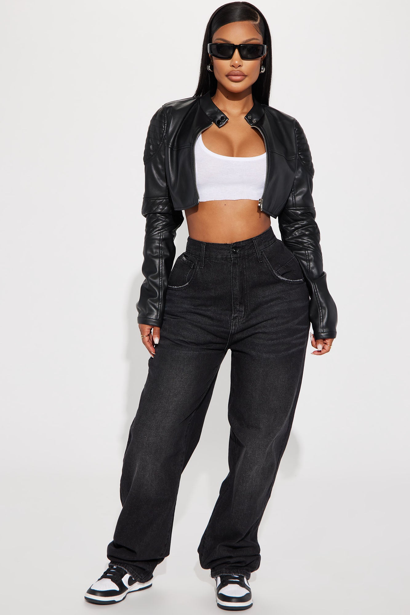 Biker Club Faux Leather Jacket - Black - Image 3