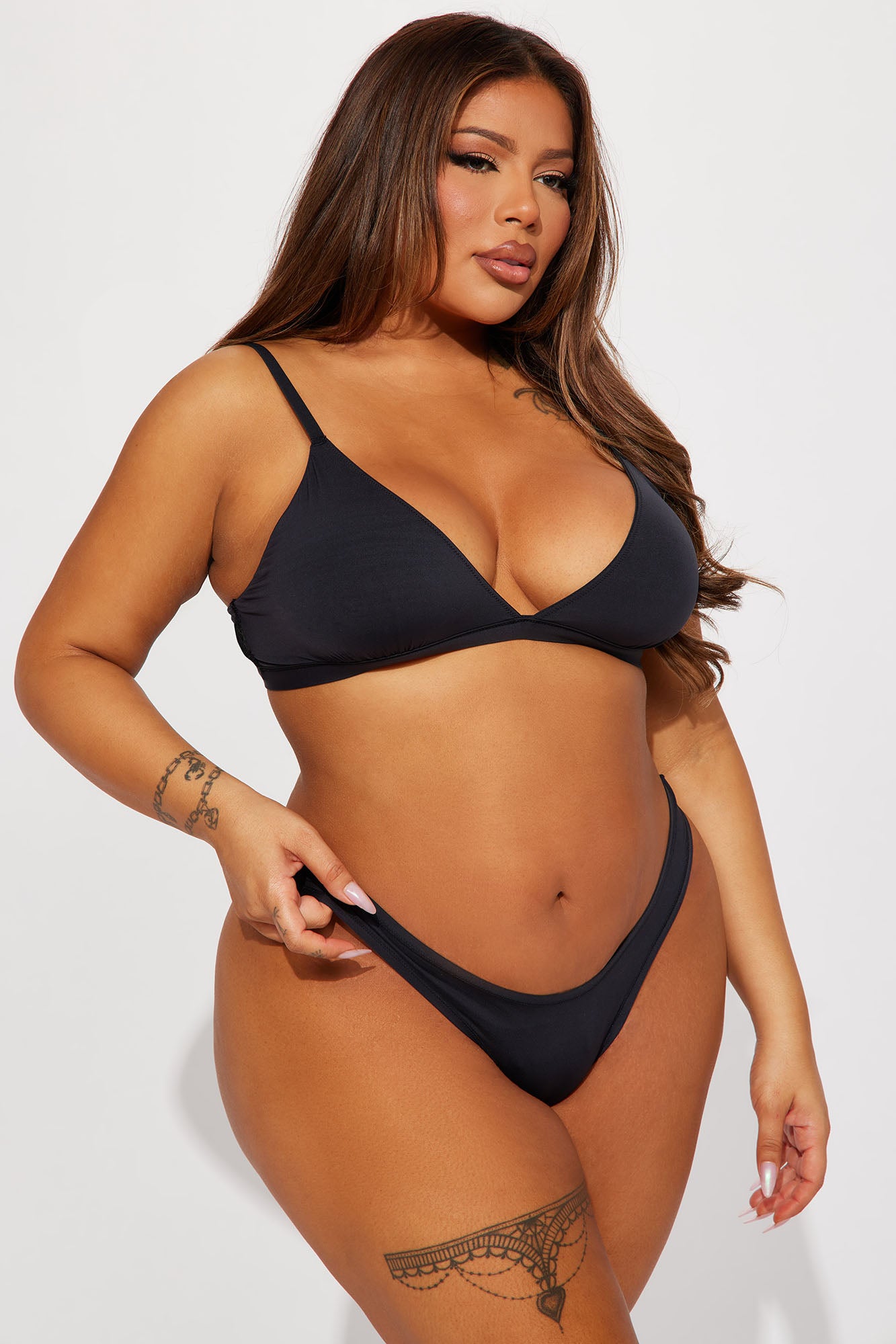 Light As A Feather Microfiber Triangle Bralette - Black - Image 5