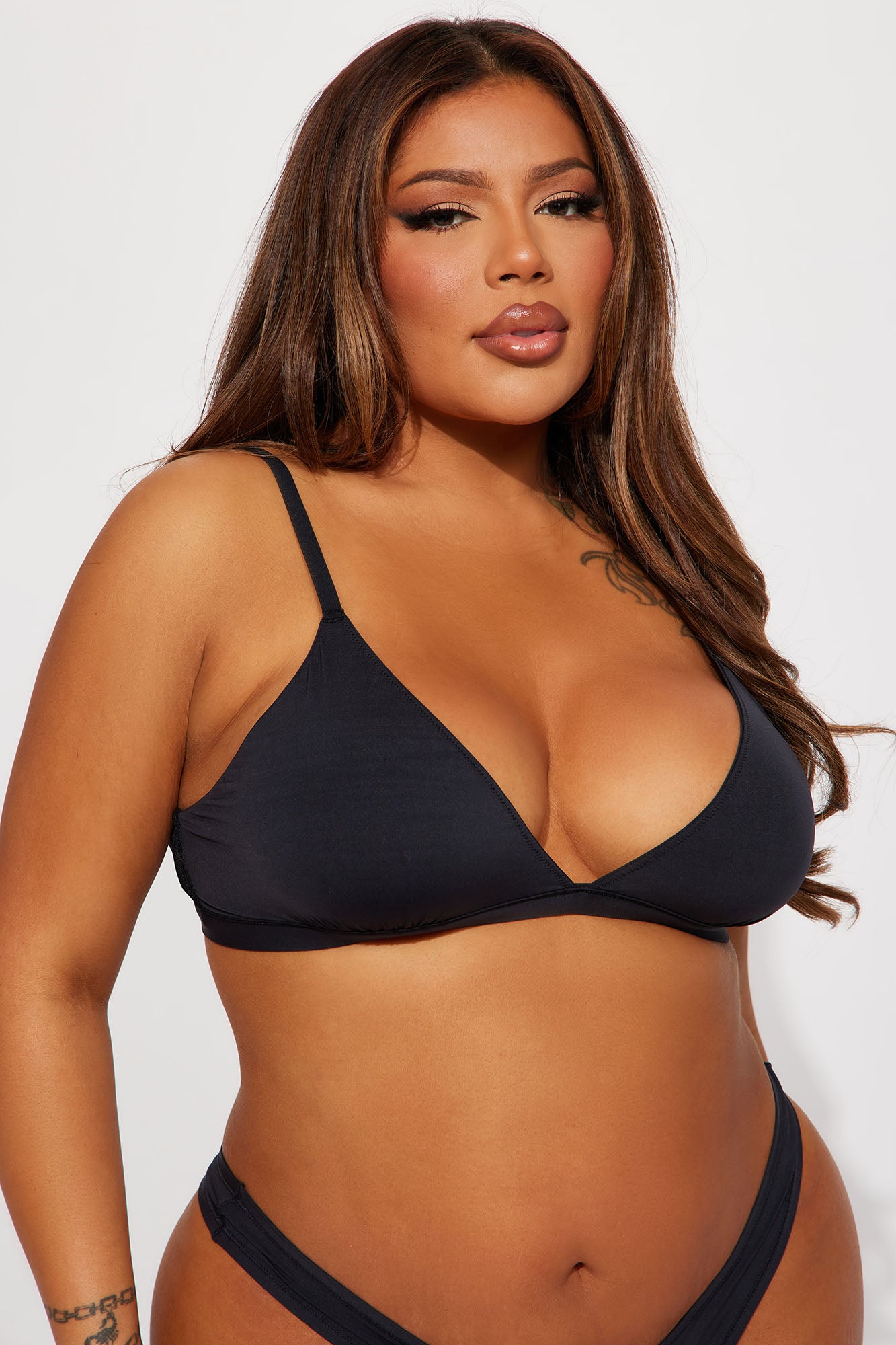 Light As A Feather Microfiber Triangle Bralette - Black - Image 4