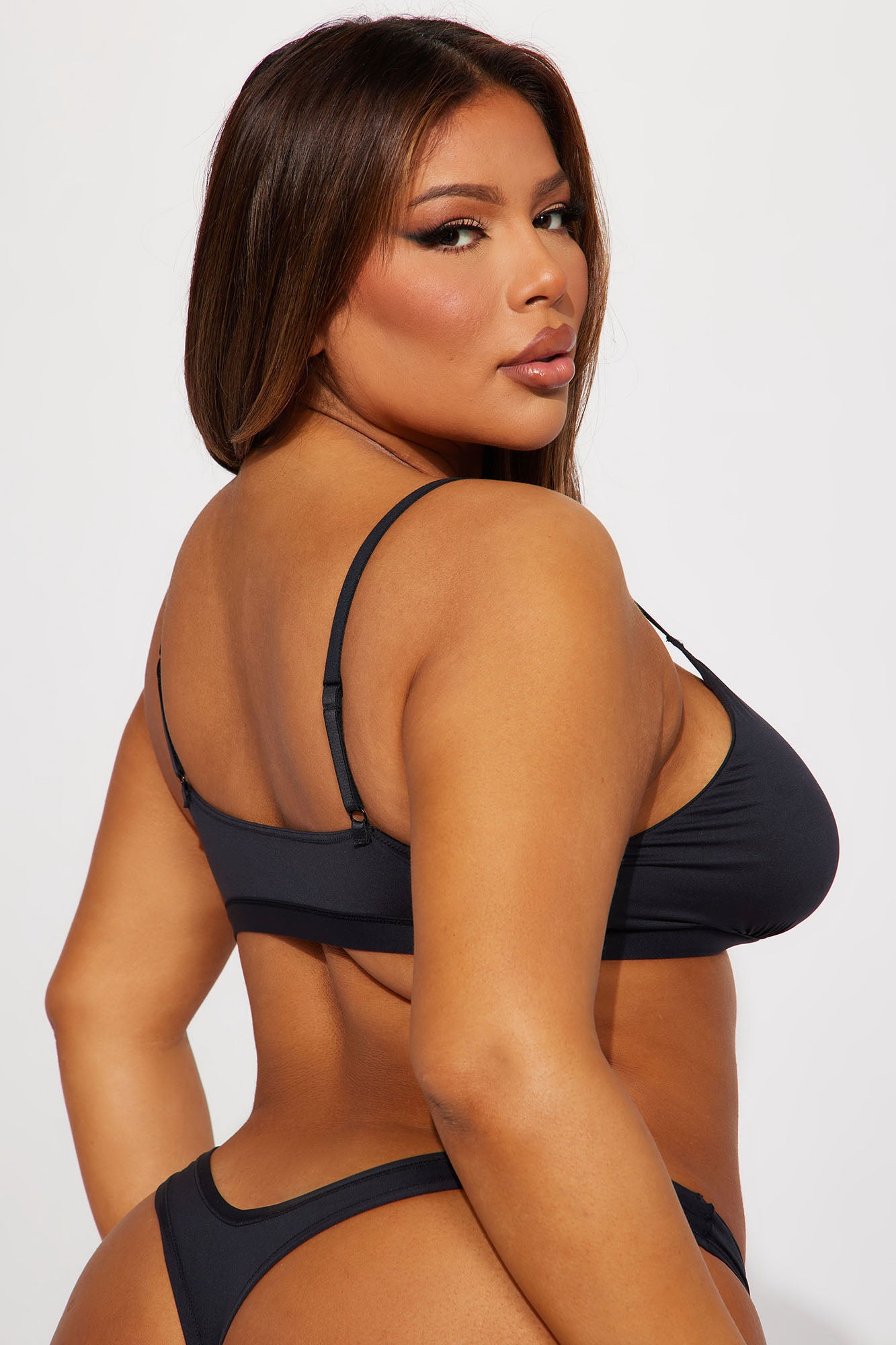 Light As A Feather Microfiber Triangle Bralette - Black - Image 6