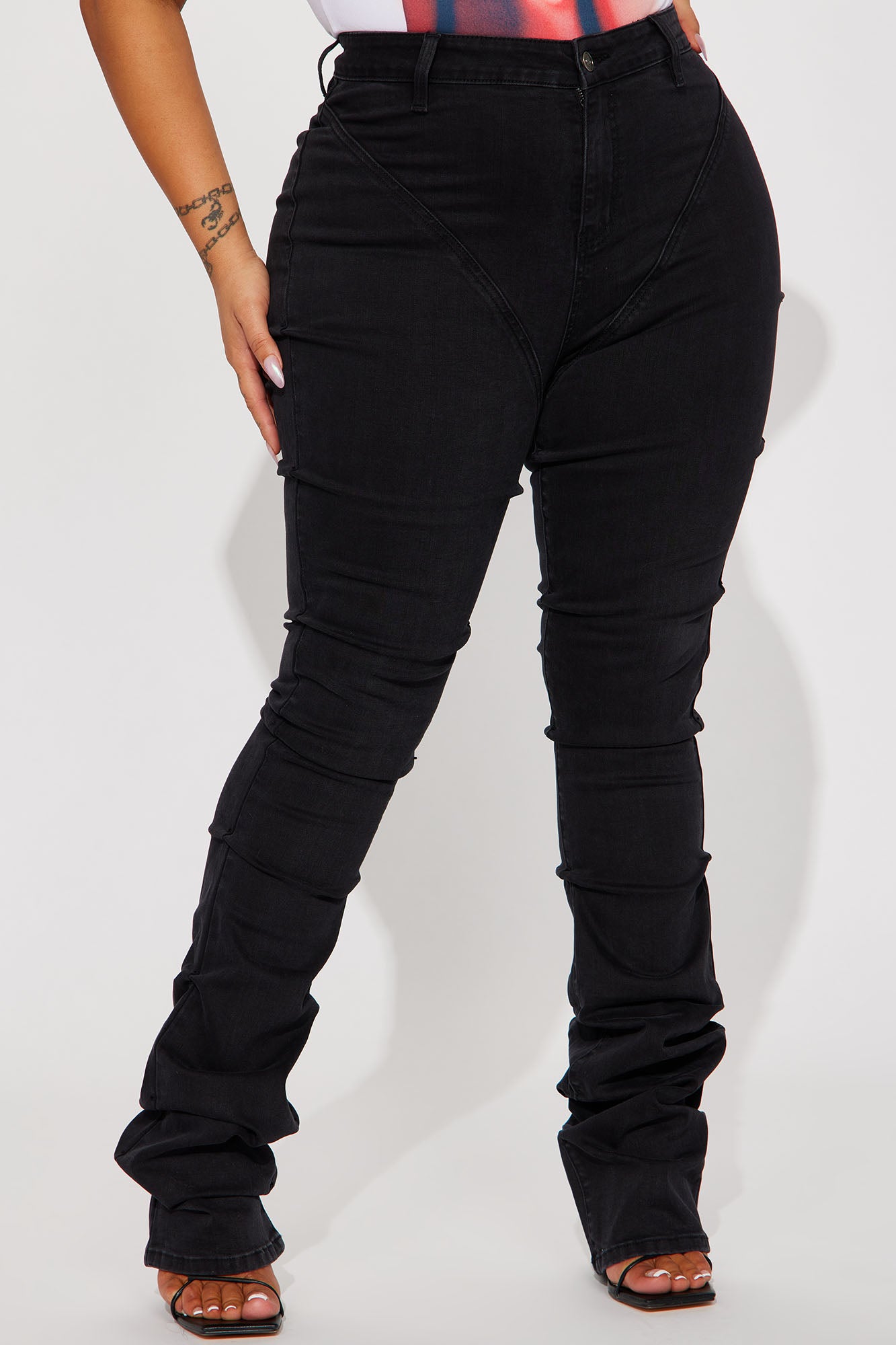 Tall See Me High Rise Stacked Straight Leg Jeans - Black - Image 5