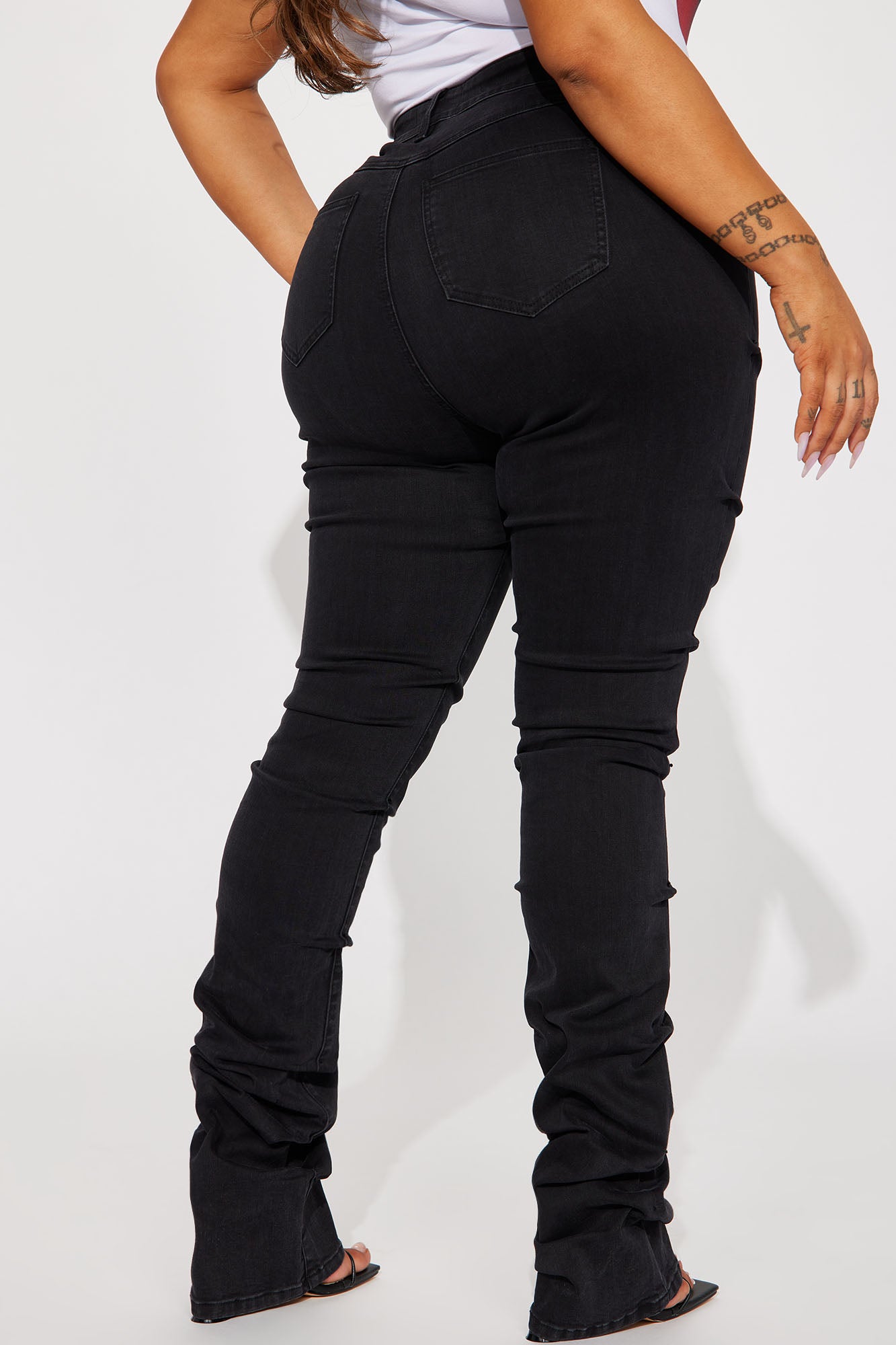 Tall See Me High Rise Stacked Straight Leg Jeans - Black - Image 6