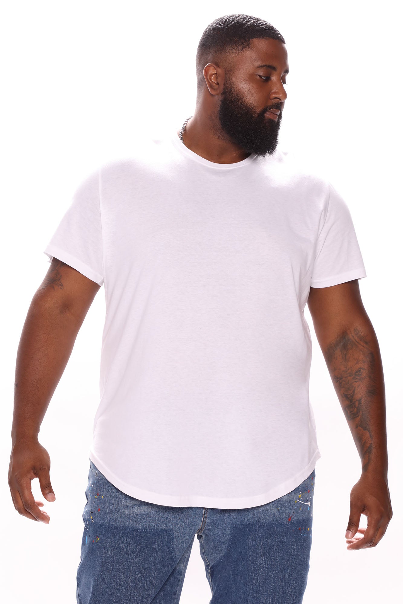 Essential Short Sleeve Scallop Crew Tee - White - Image 5