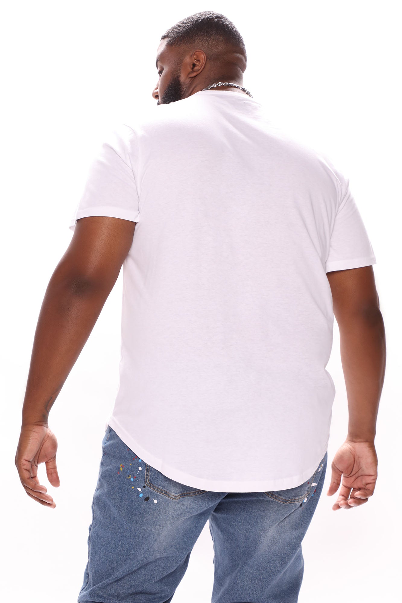 Essential Short Sleeve Scallop Crew Tee - White - Image 7