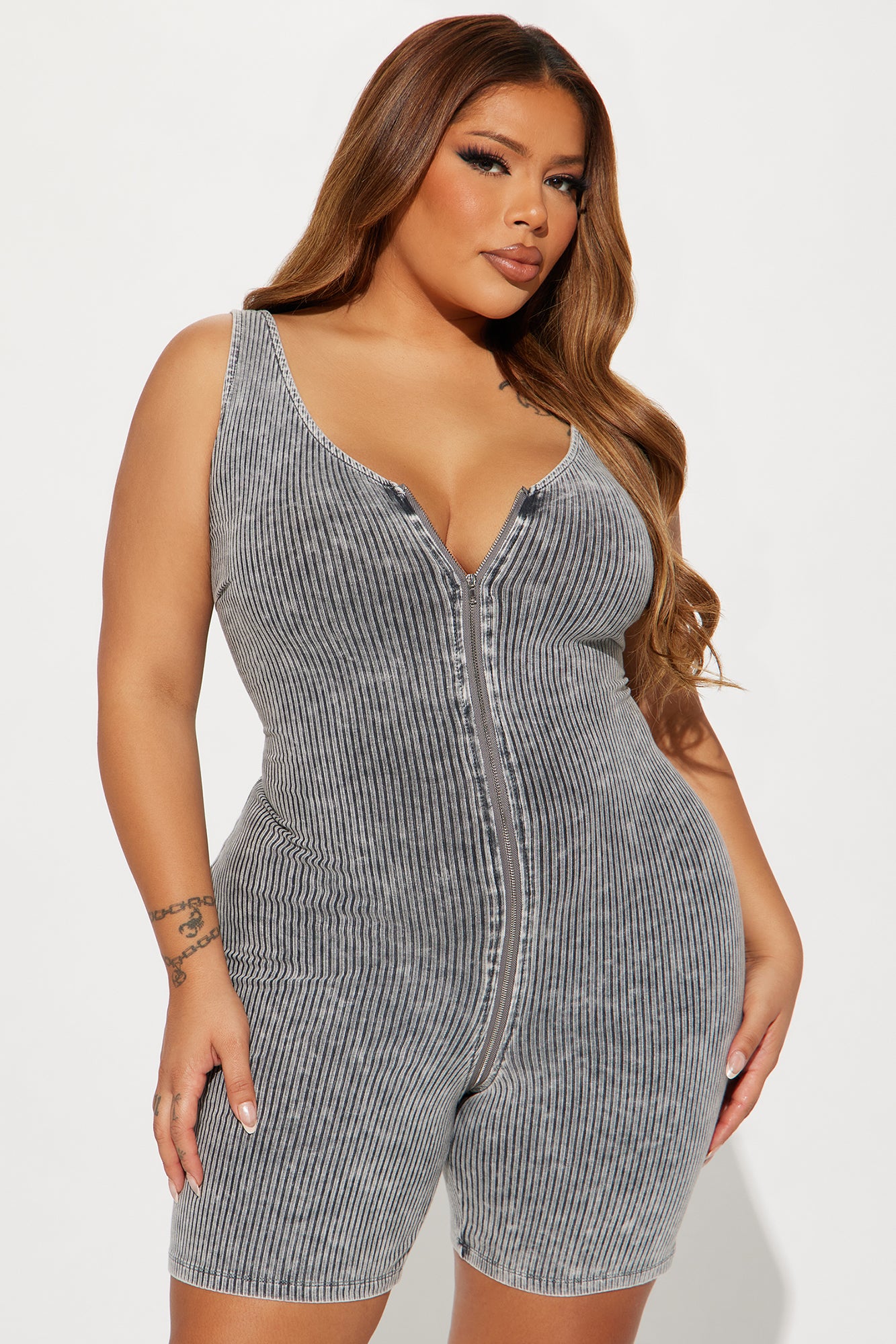 The Way You Move Washed Romper - Grey - Image 5
