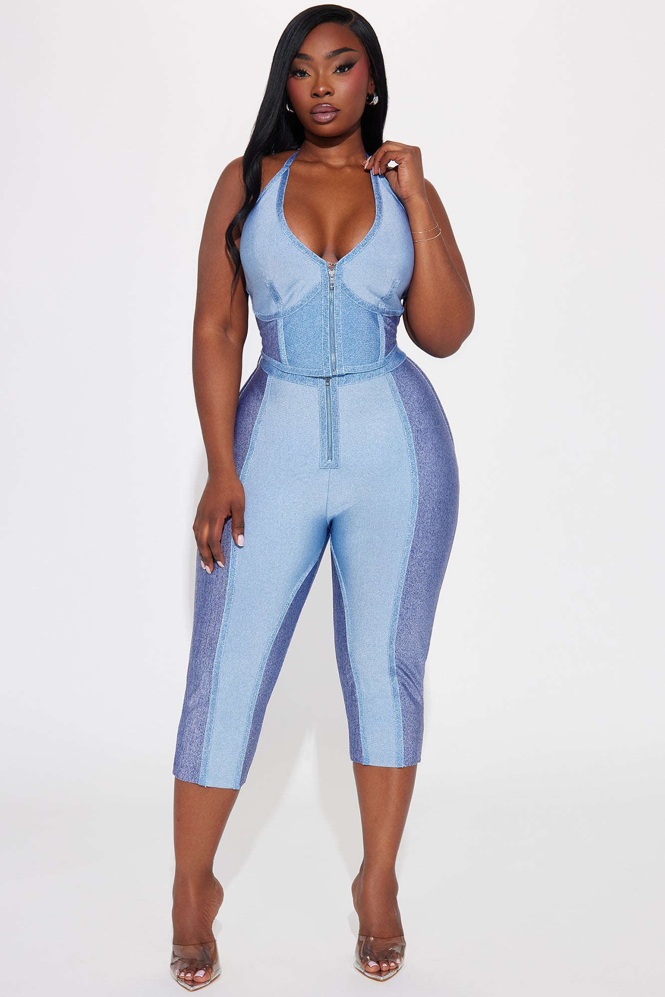 LaLa Bandage Capri Legging Set - Blue - Image 4